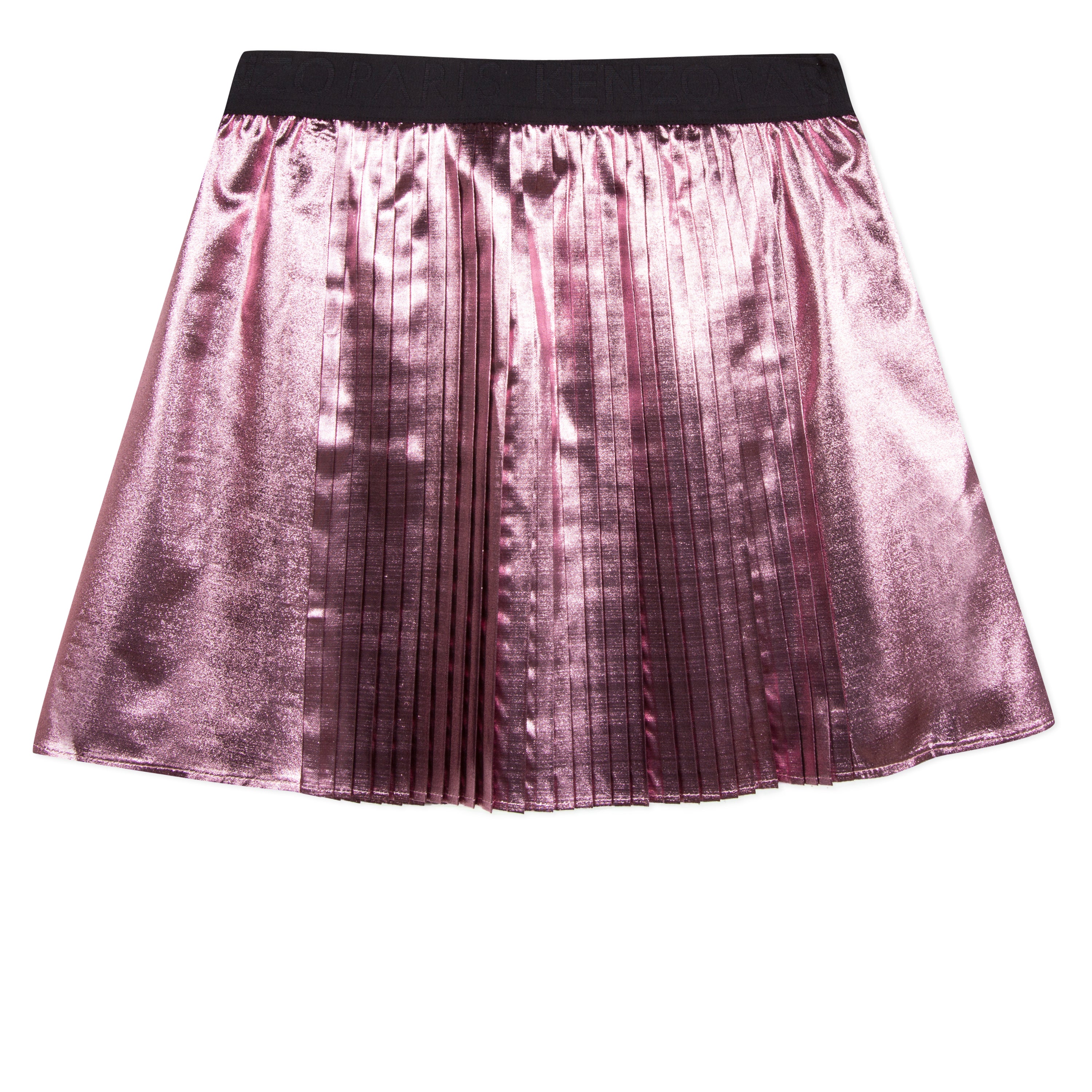 Girls Bright Pink Metallic Pleated Skirt