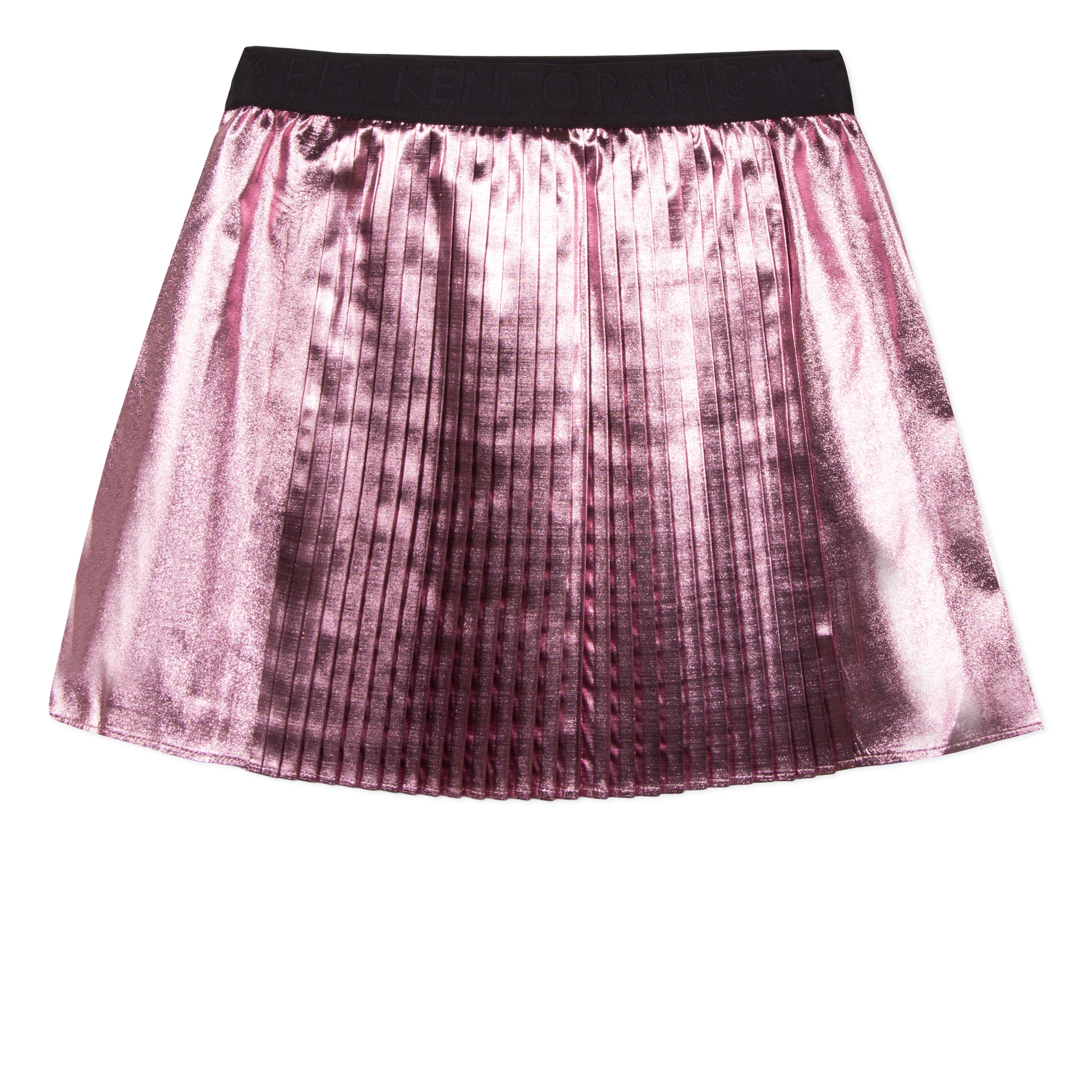 Girls Bright Pink Metallic Pleated Skirt