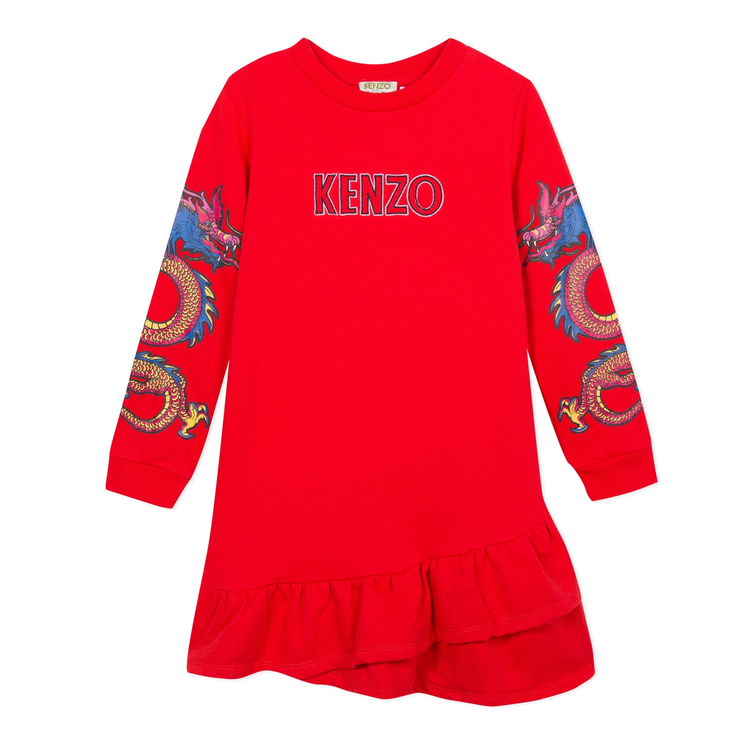 Girls Red Printing Cotton Dress