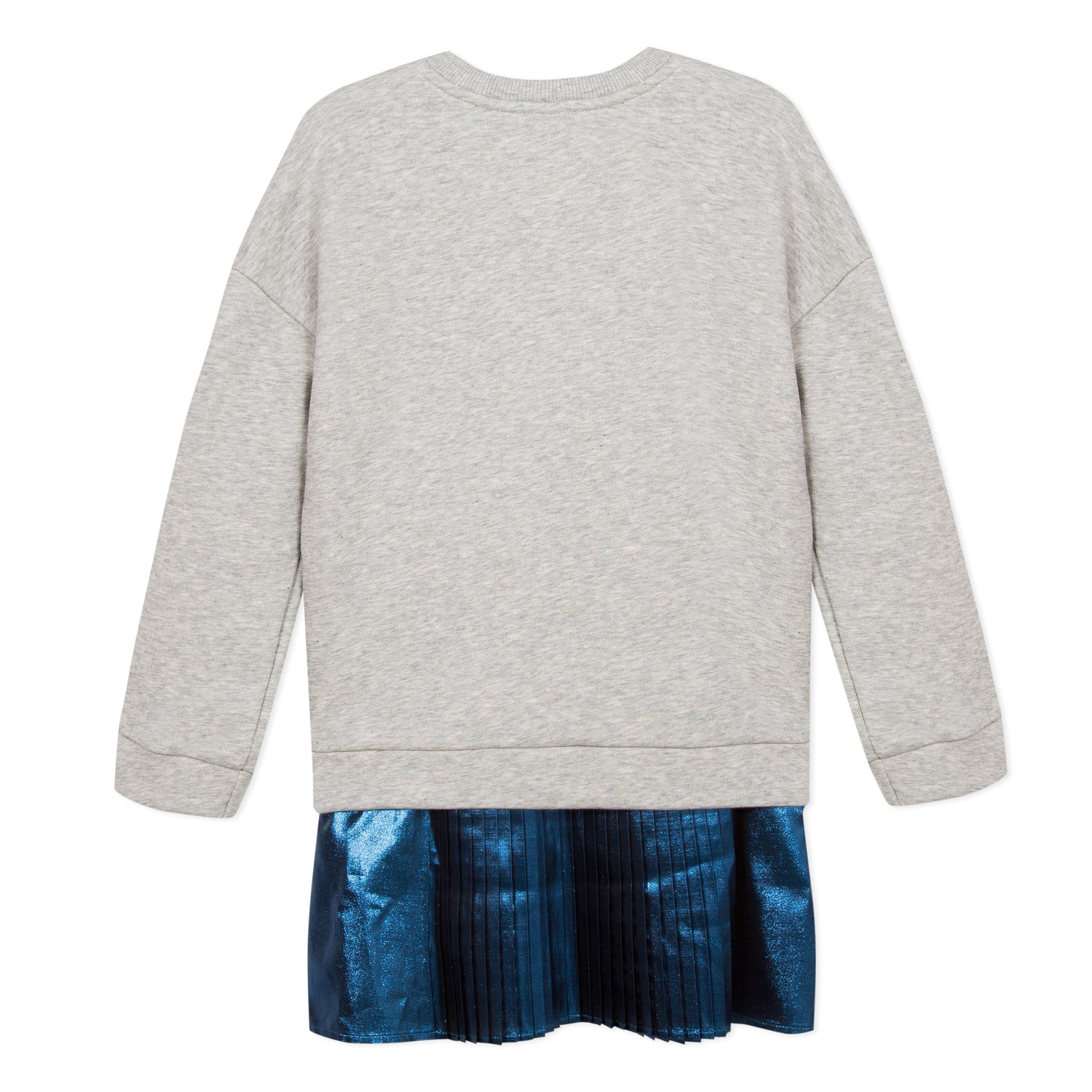 Girls Grey & Blue Cotton Dress