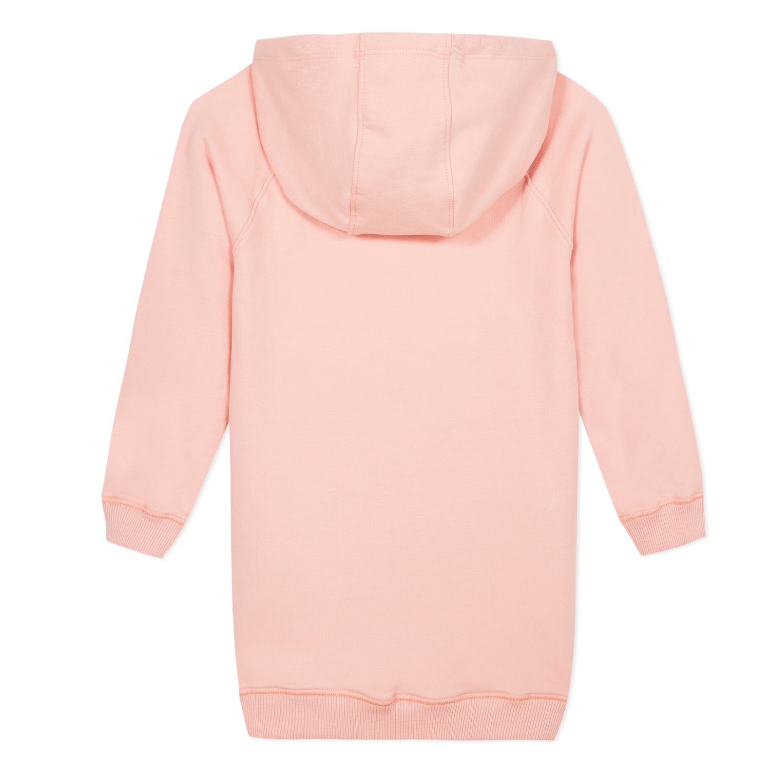 Girls Pink Hooded Logo Cotton Dress