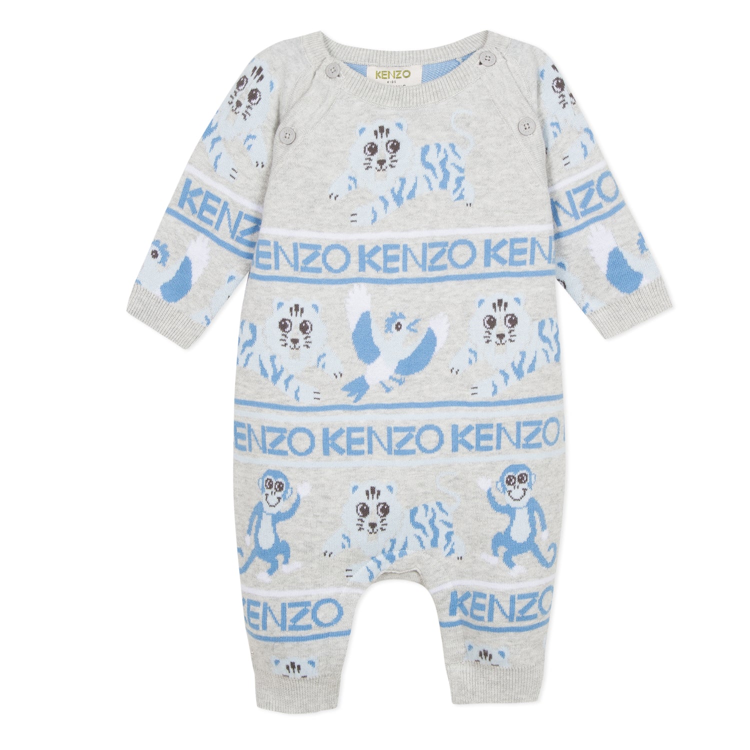 Baby Boys Grey Printing Cotton Babysuit