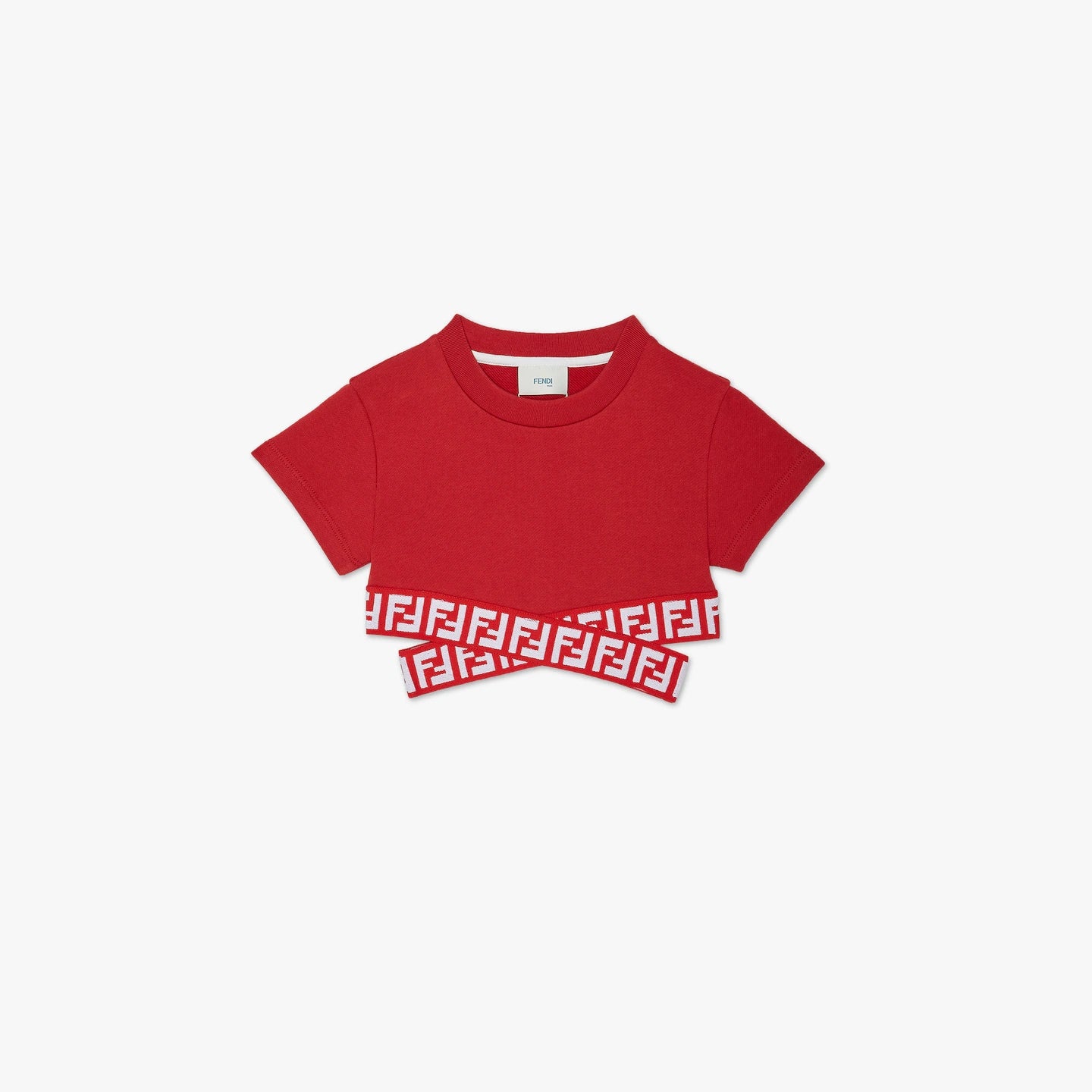 Girls Red FF Logo Cotton T-Shirt