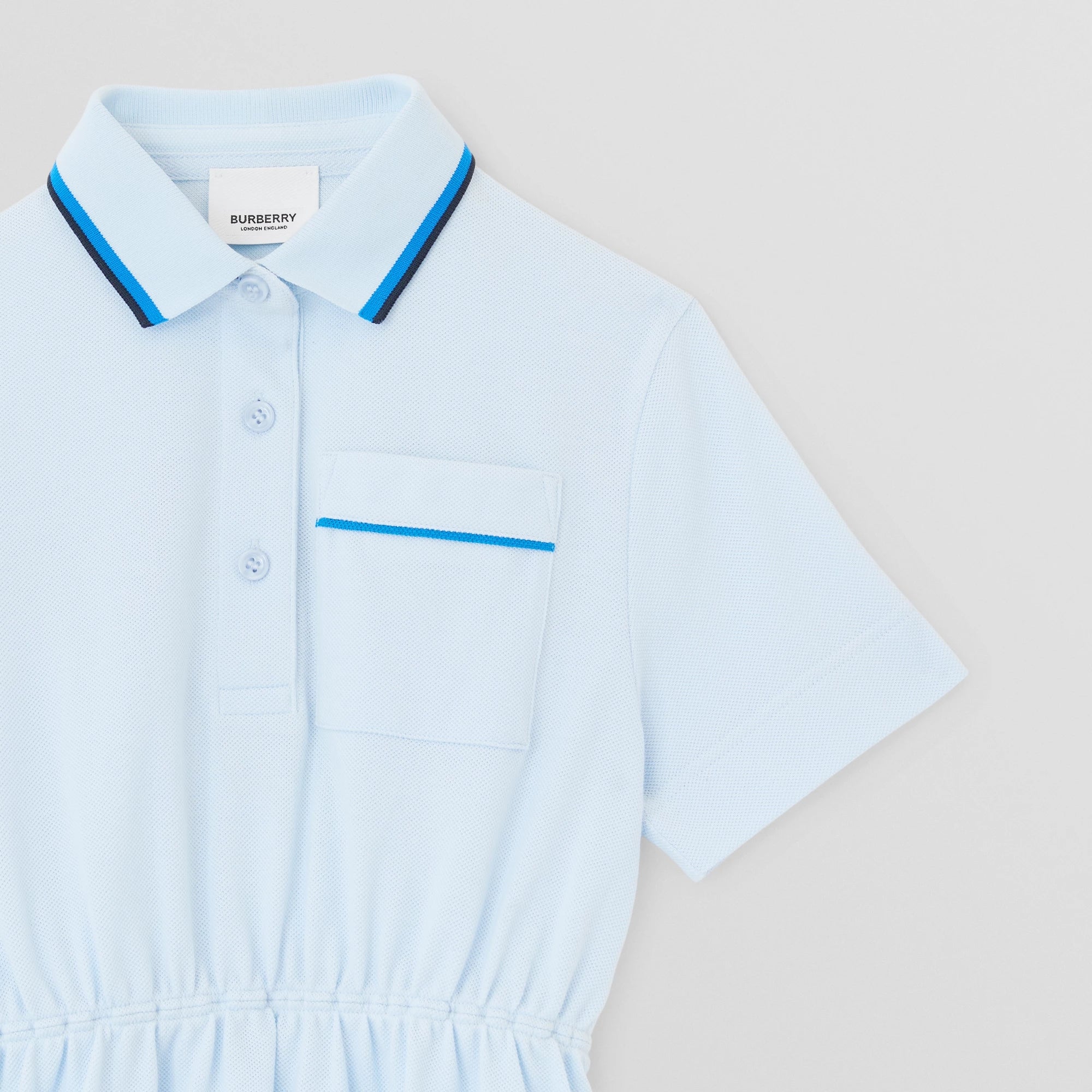 Girls Light Blue Logo Cotton Dress