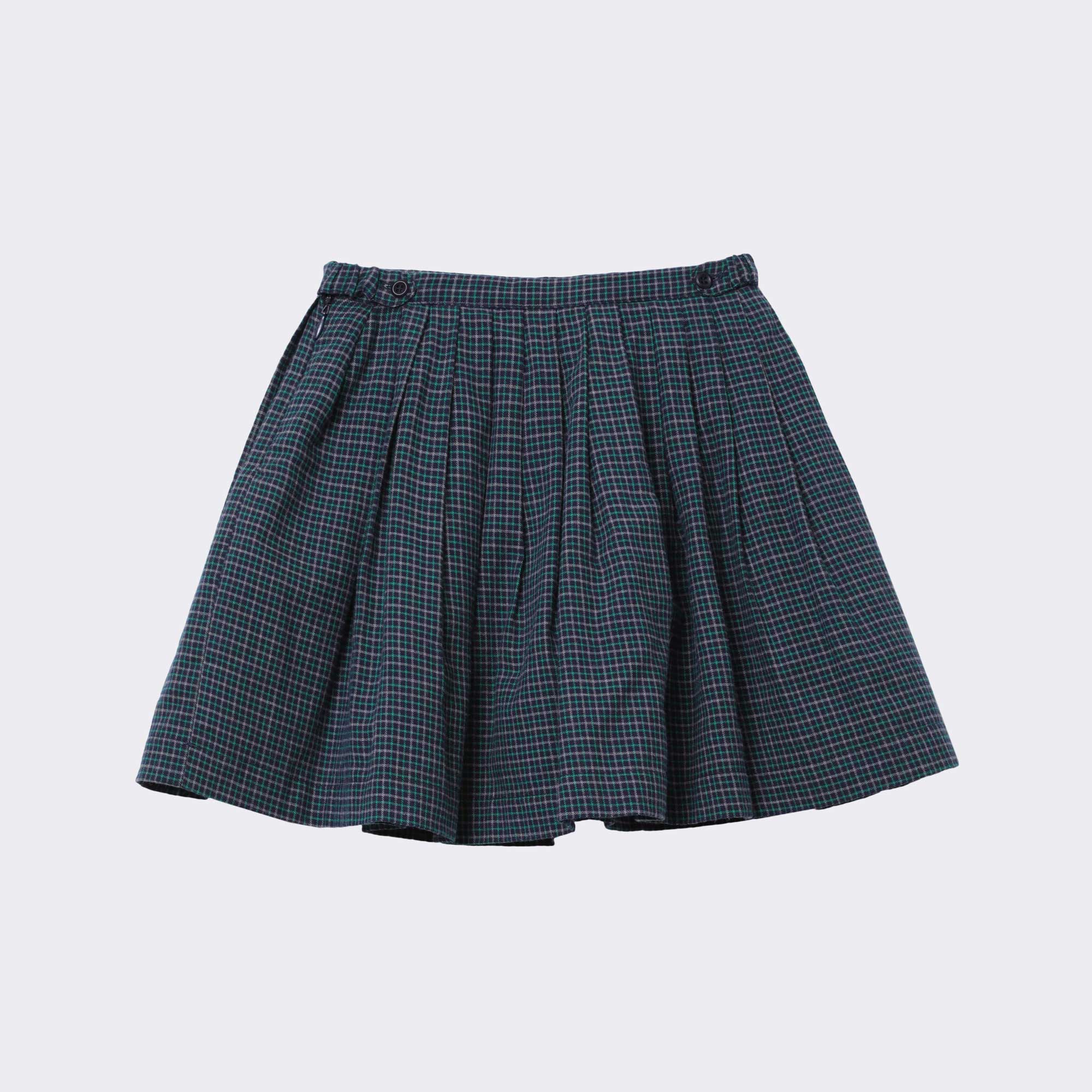 Girls Blue Check Cotton Skirt