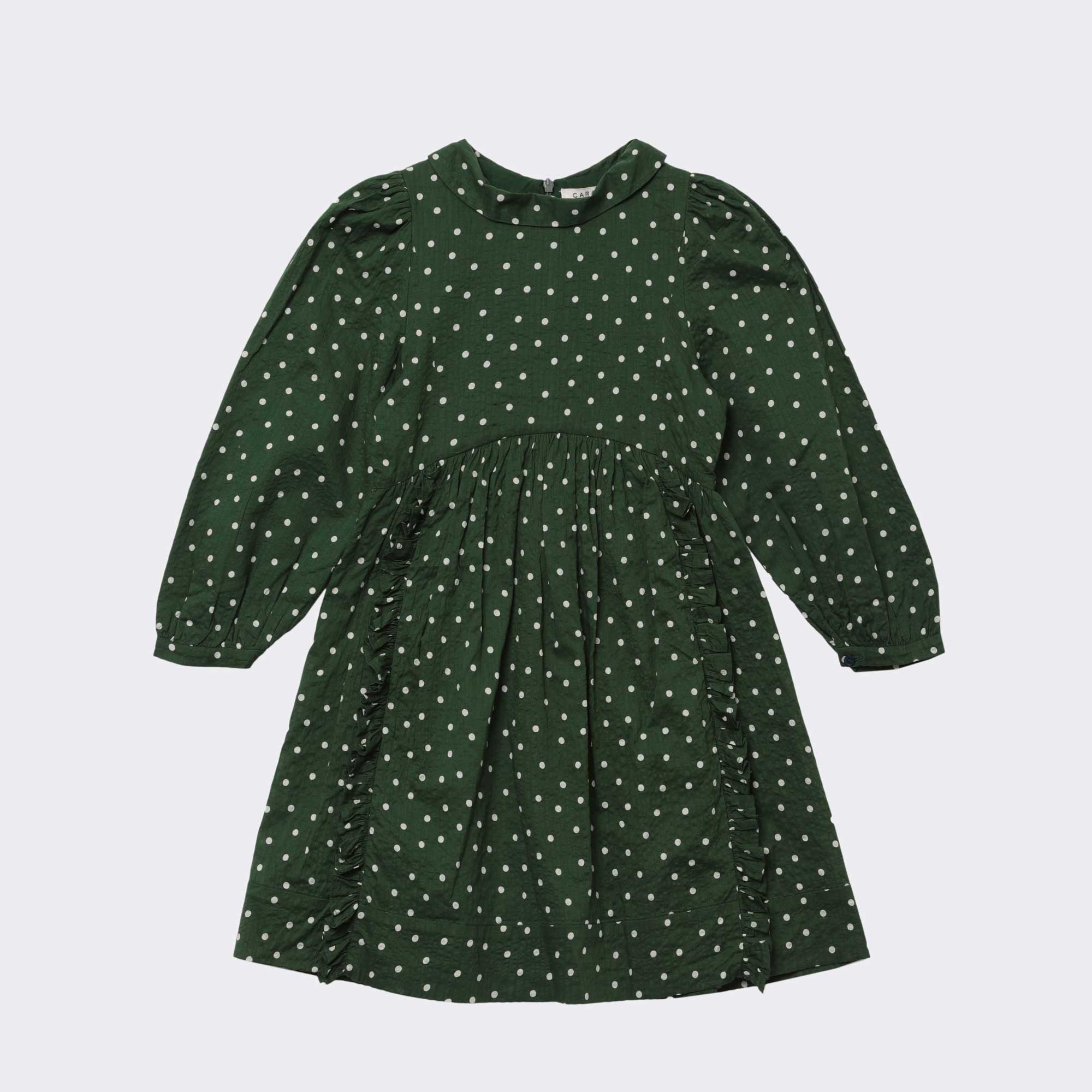 Girls Green Spot Cotton Dress