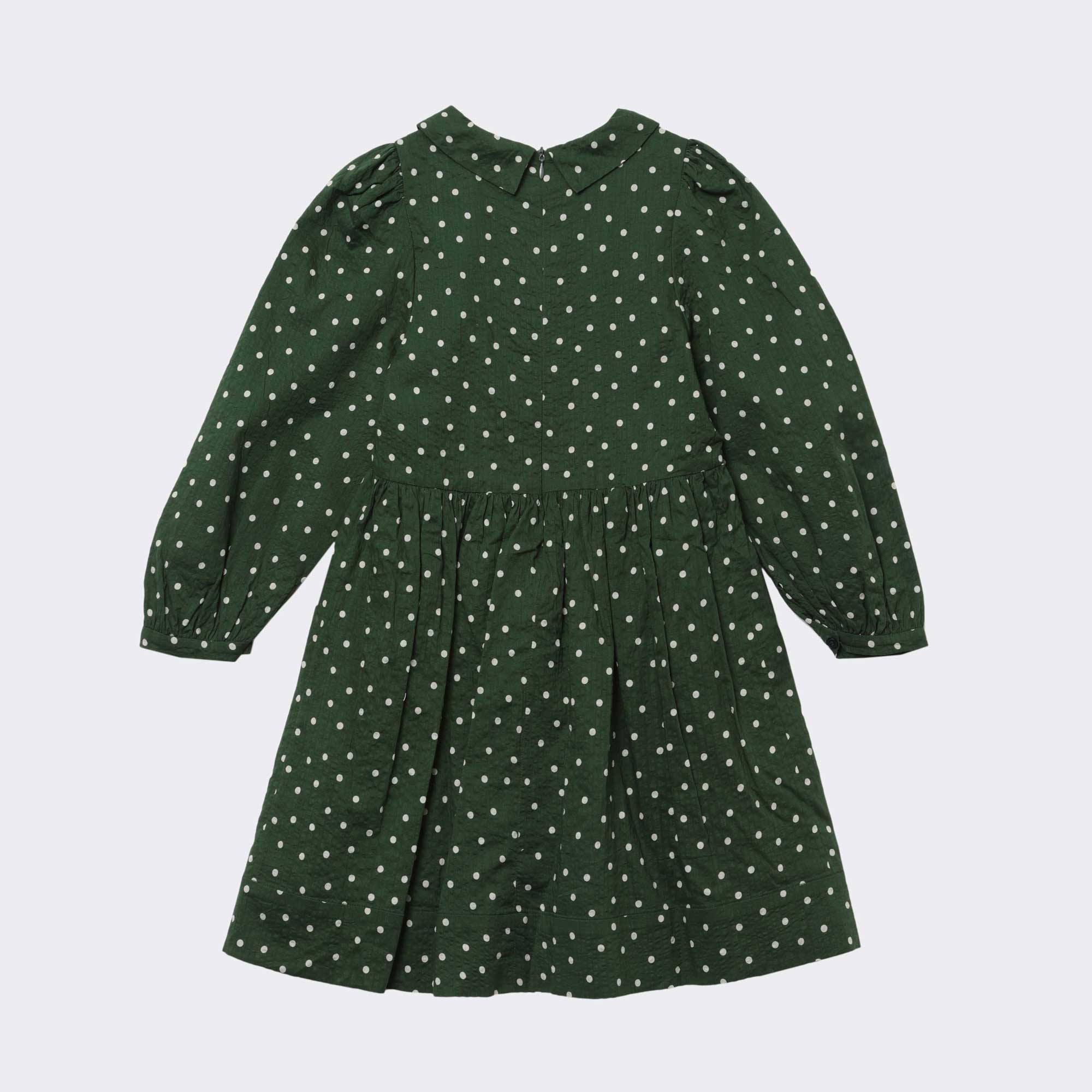 Girls Green Spot Cotton Dress