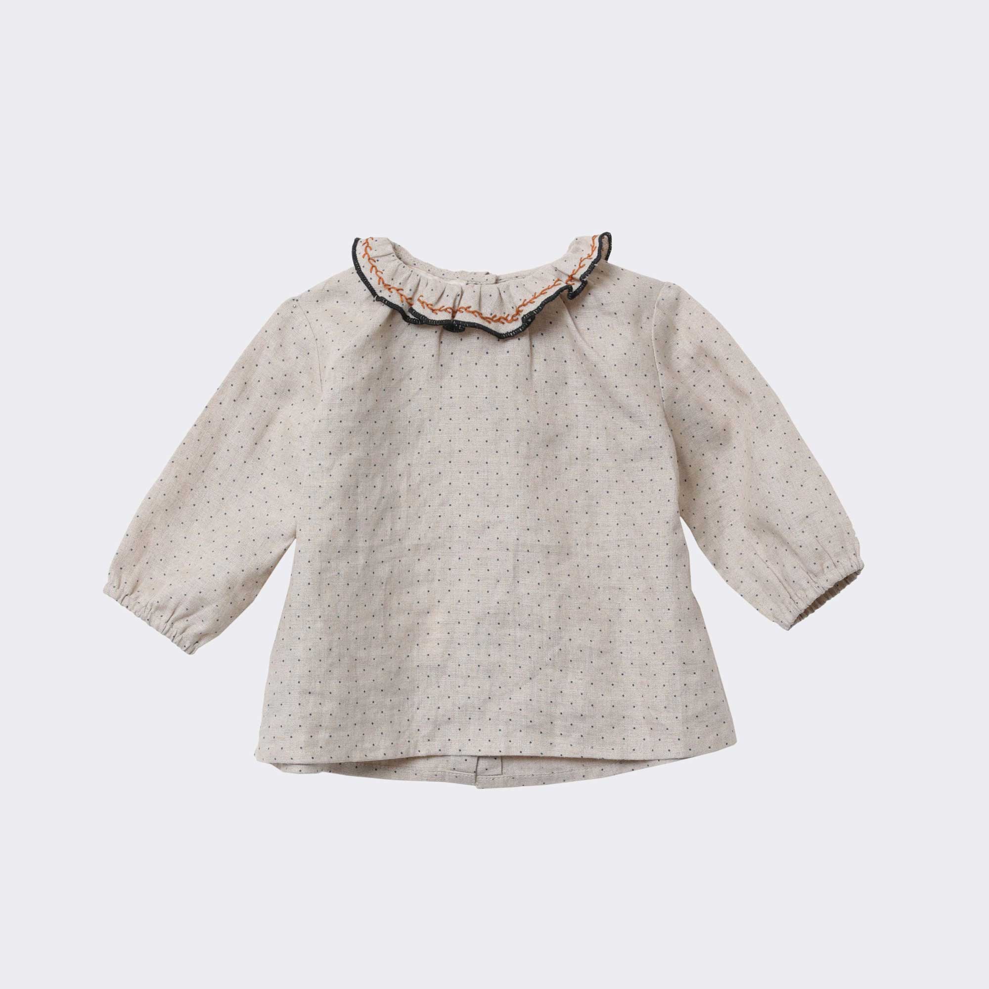 Baby Girls Cream Dots Linen Top