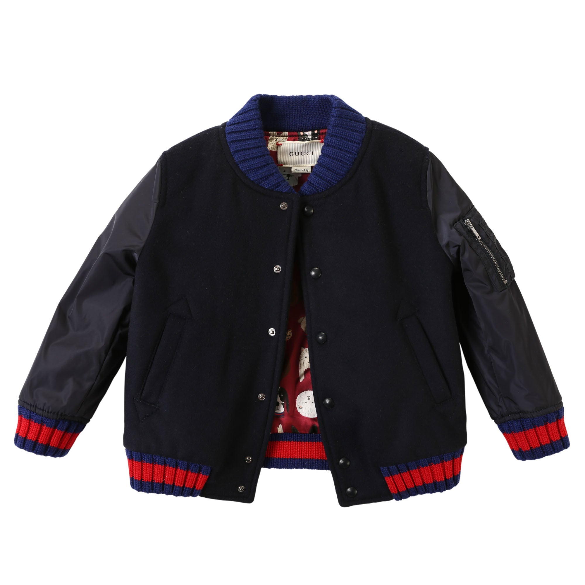 Boys Navy Blue Ribbed Cuffs Wool Jacket - CÉMAROSE | Children's Fashion Store - 1