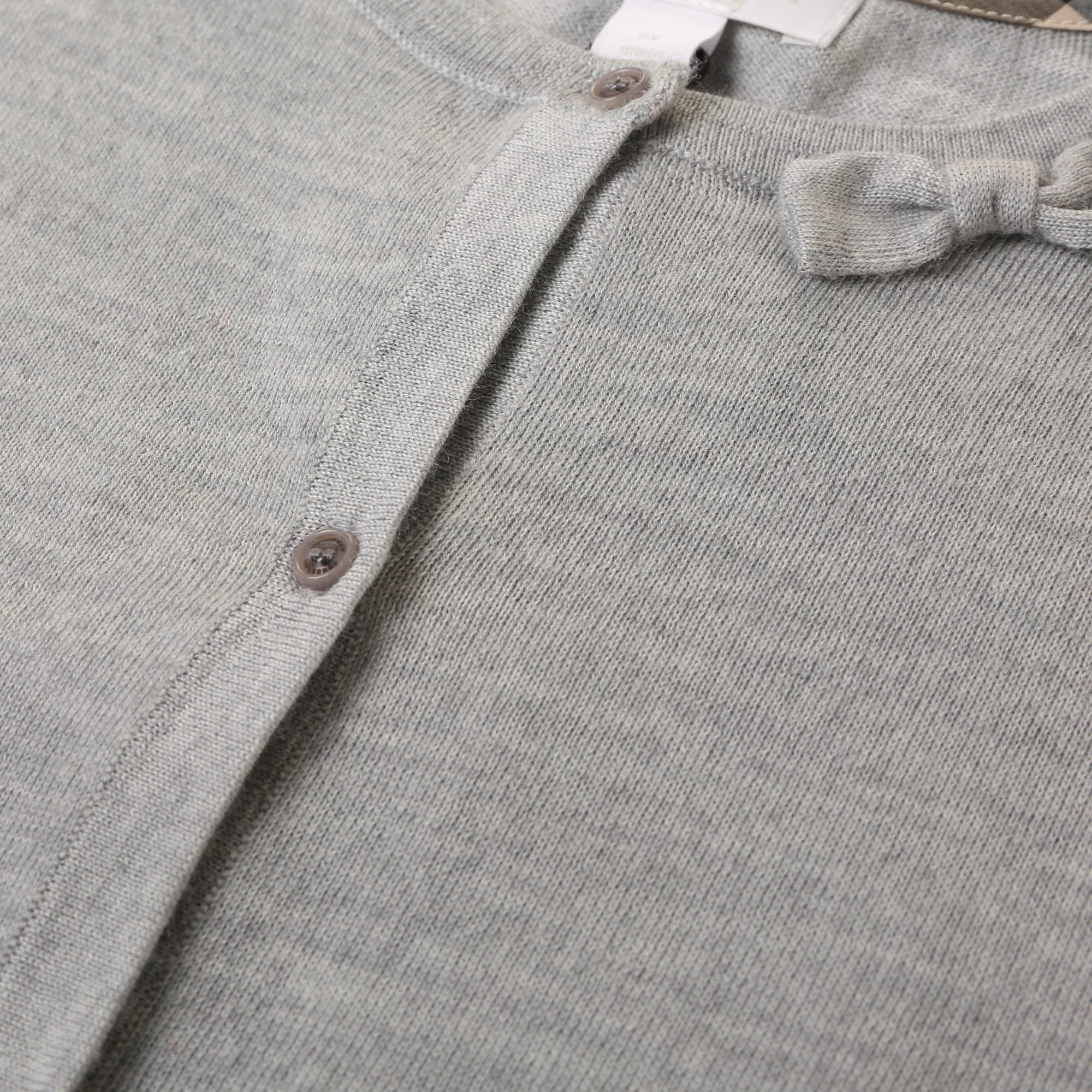 Baby Girls Light Grey Bow Trims Knitted Cardigan - CÉMAROSE | Children's Fashion Store - 4