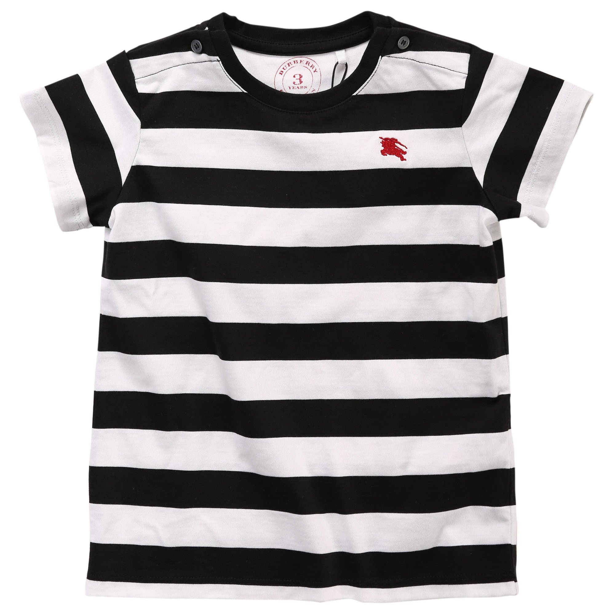 Baby Boys White & Black Striped Cotton T-Shirt - CÉMAROSE | Children's Fashion Store - 1