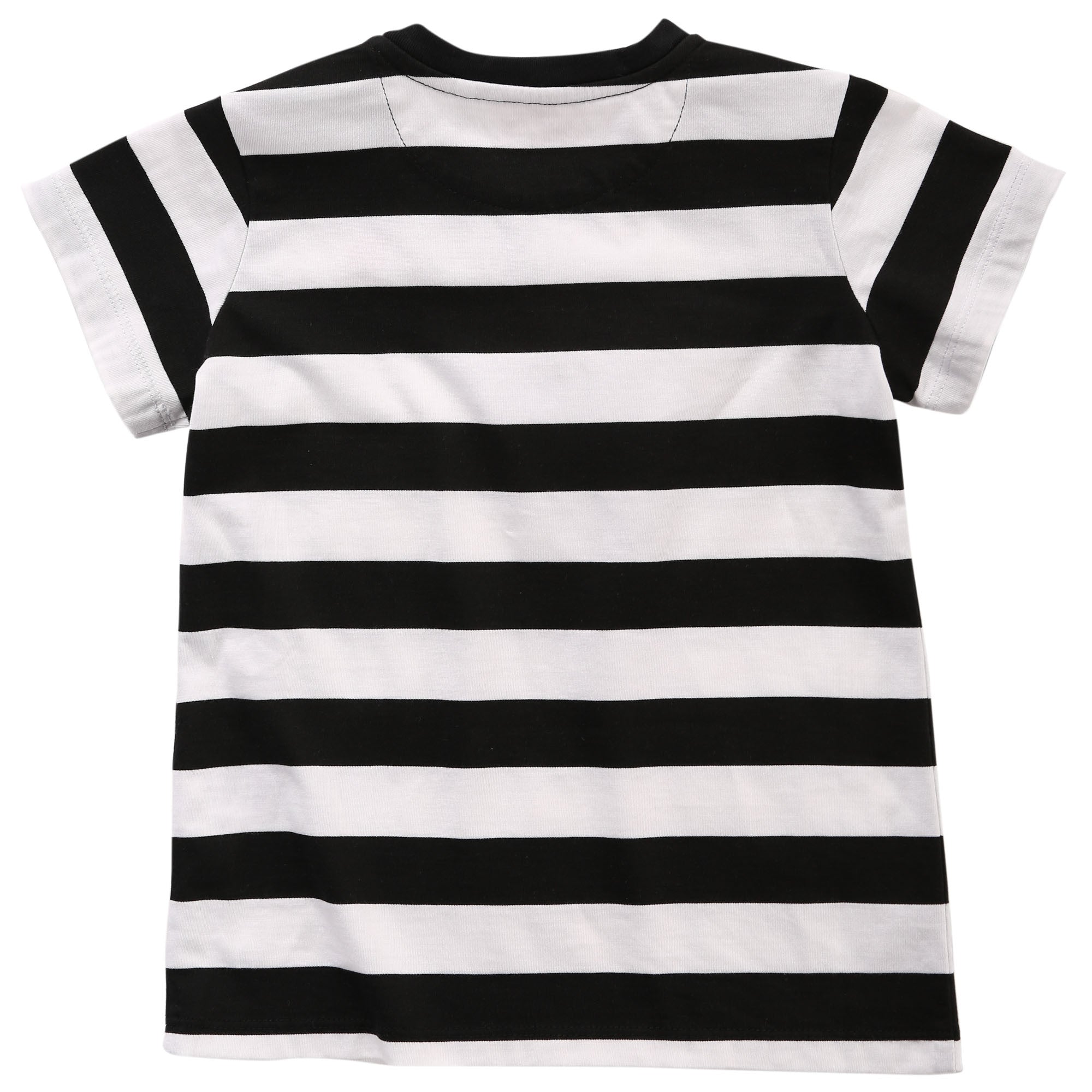 Baby Boys White & Black Striped Cotton T-Shirt - CÉMAROSE | Children's Fashion Store - 2