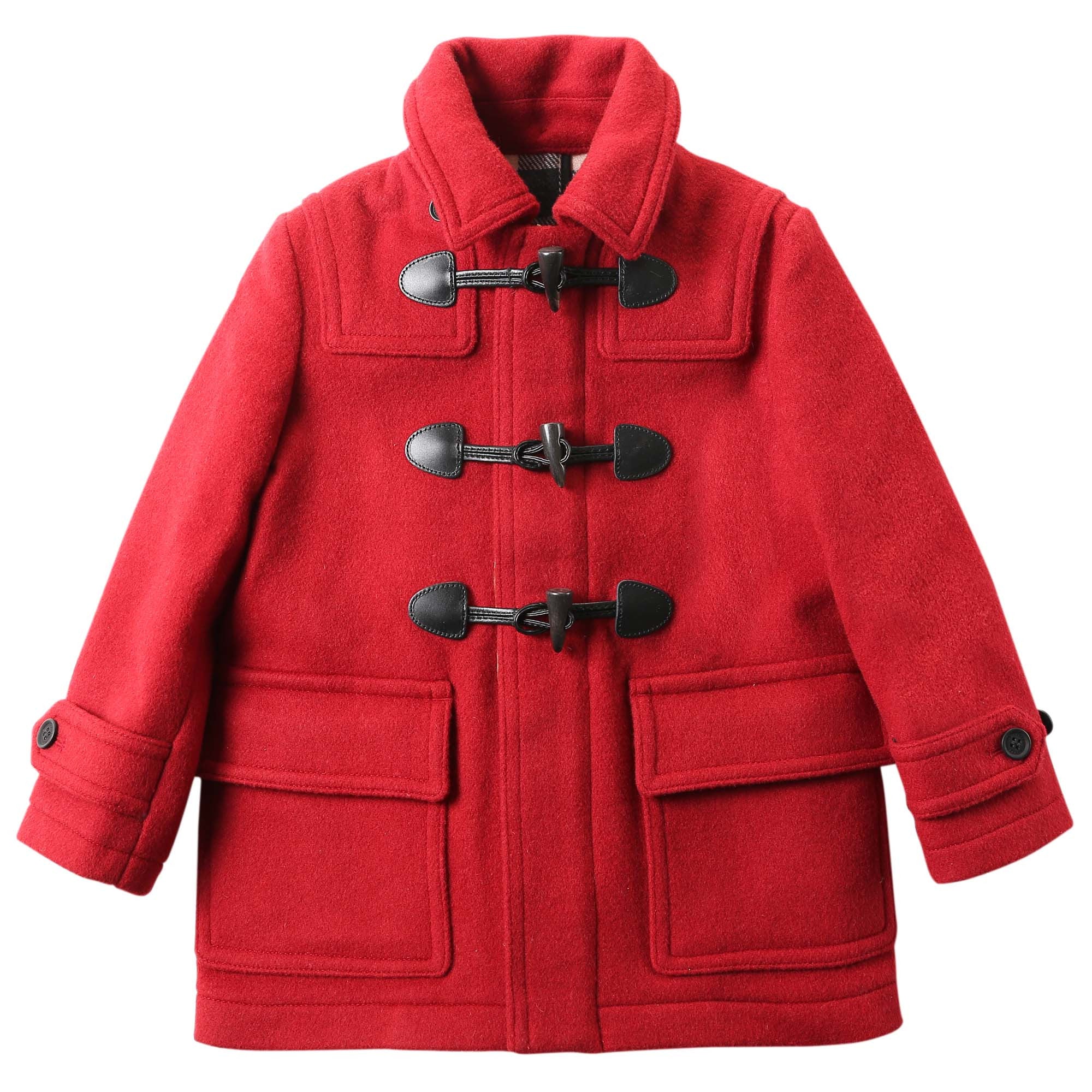 Girls Windsor Red Wool Hooded Duffle Coat - CÉMAROSE | Children's Fashion Store - 3