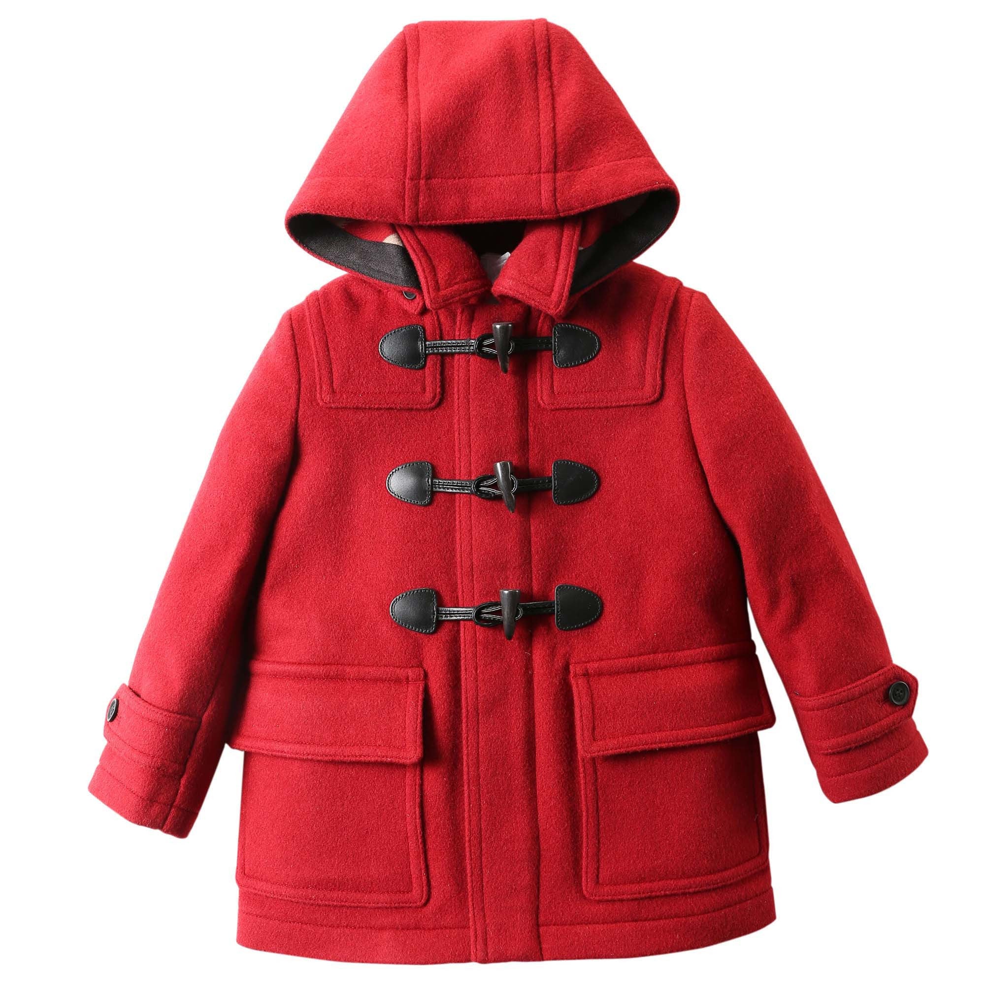 Girls Windsor Red Wool Hooded Duffle Coat - CÉMAROSE | Children's Fashion Store - 1
