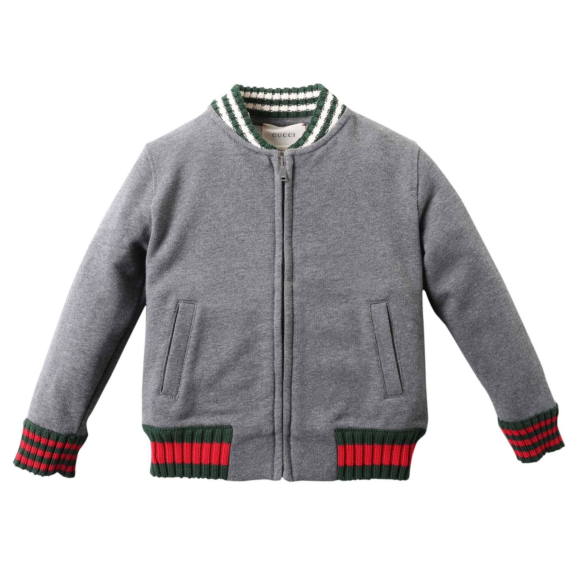 Boys Grey Ribbed Cuffs Cotton Jacket - CÉMAROSE | Children's Fashion Store - 1