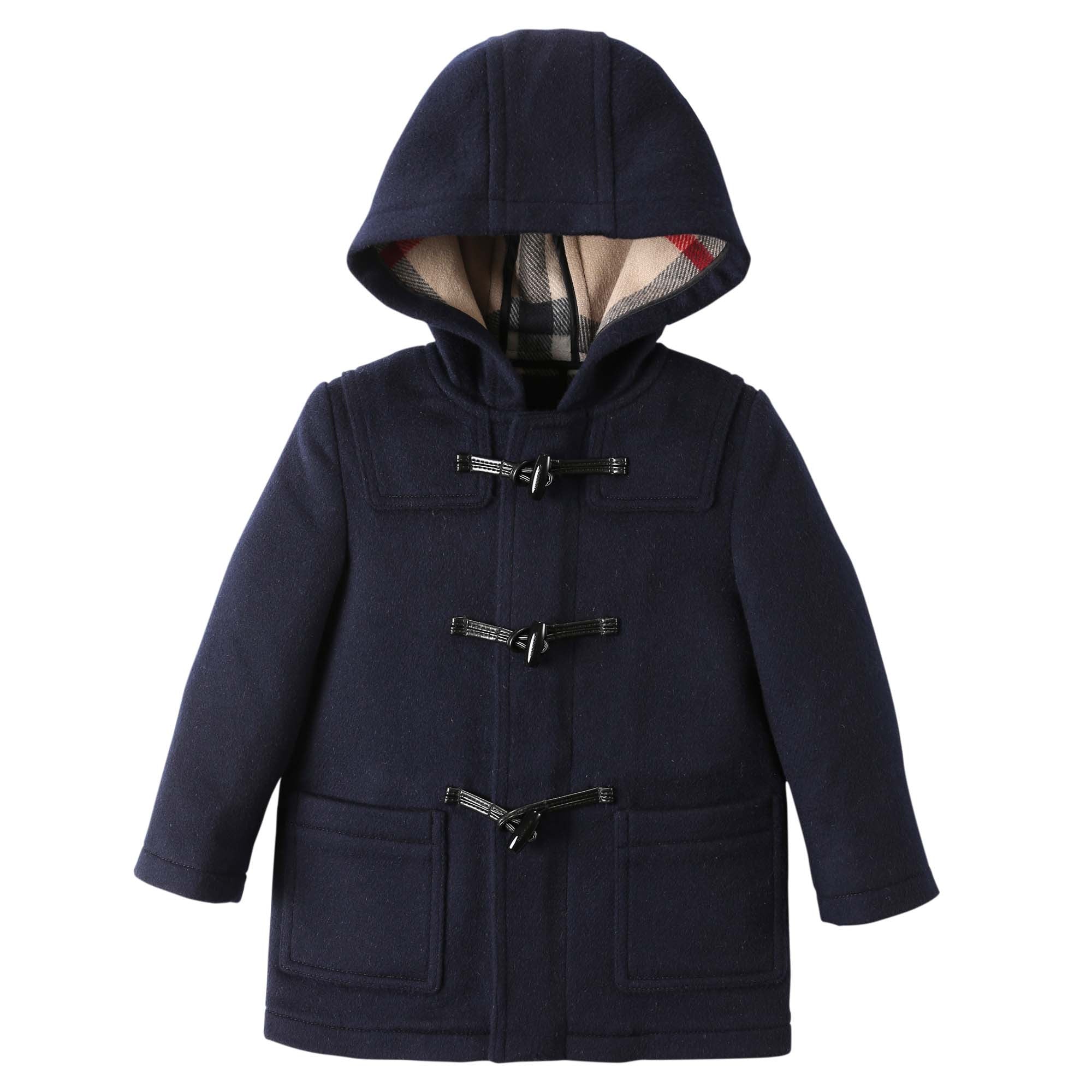 Baby Boys Black Wool Hooded Duffle Coat - CÉMAROSE | Children's Fashion Store - 1