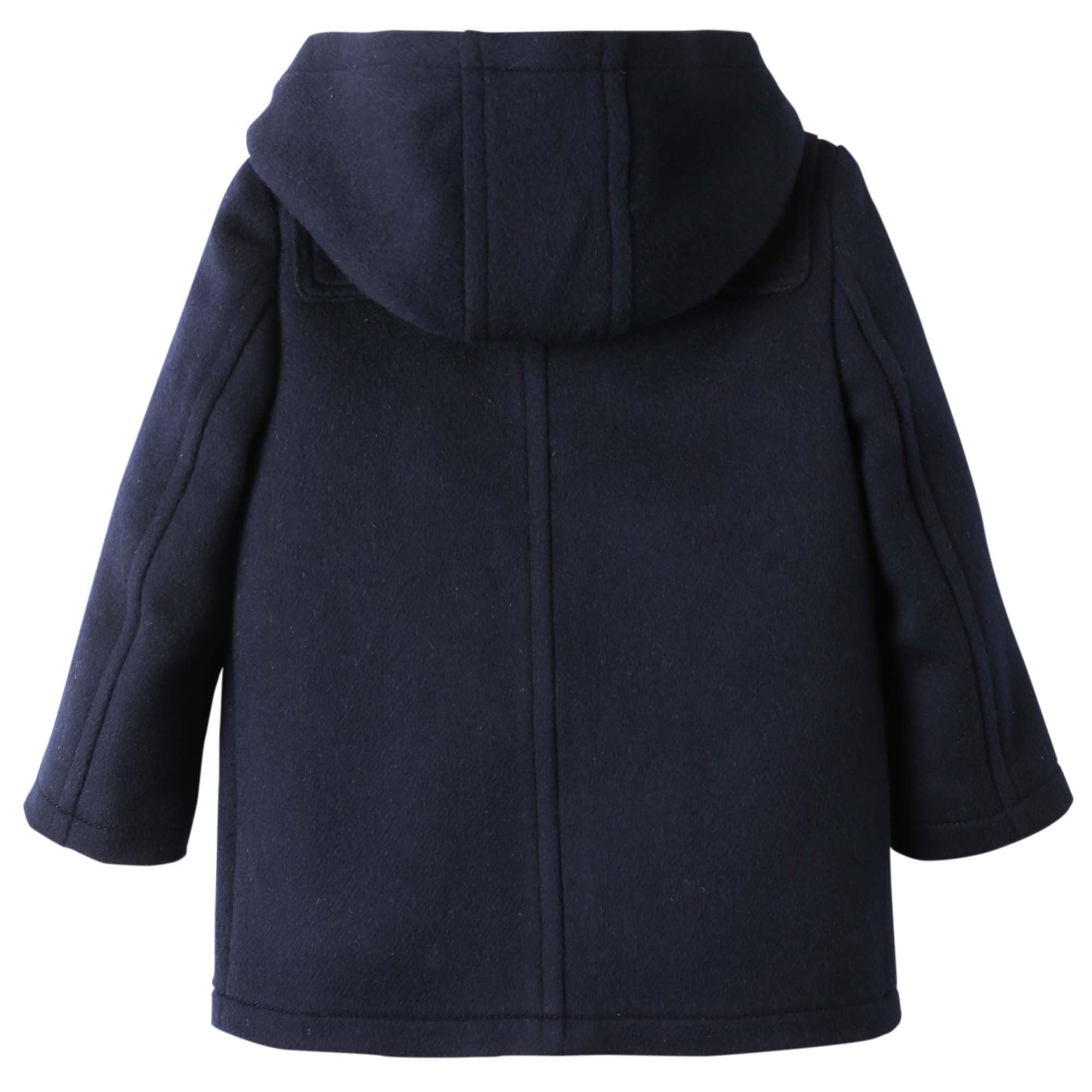 Baby Boys Black Wool Hooded Duffle Coat - CÉMAROSE | Children's Fashion Store - 2