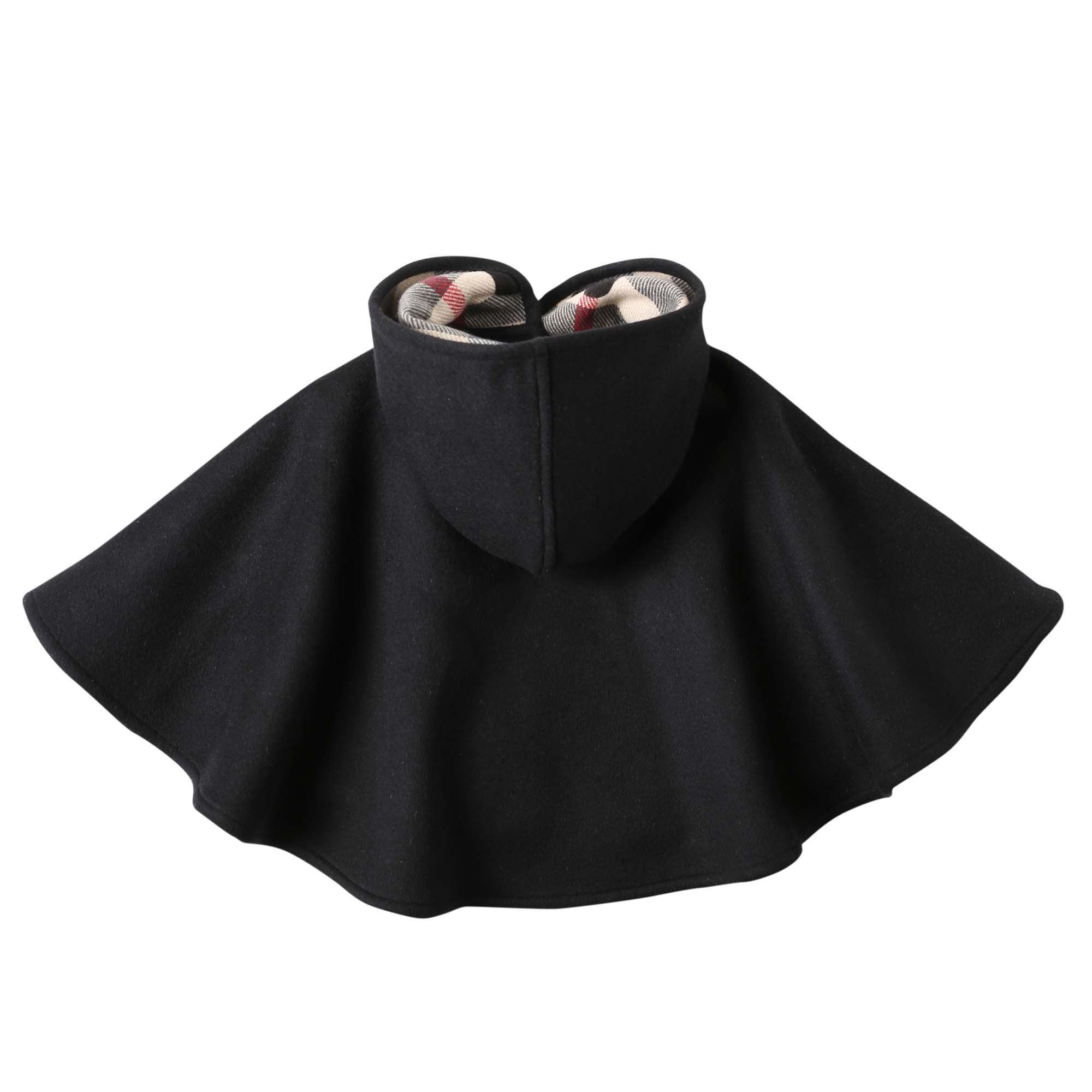 Girls Black Wool Hooded Shawls - CÉMAROSE | Children's Fashion Store - 3