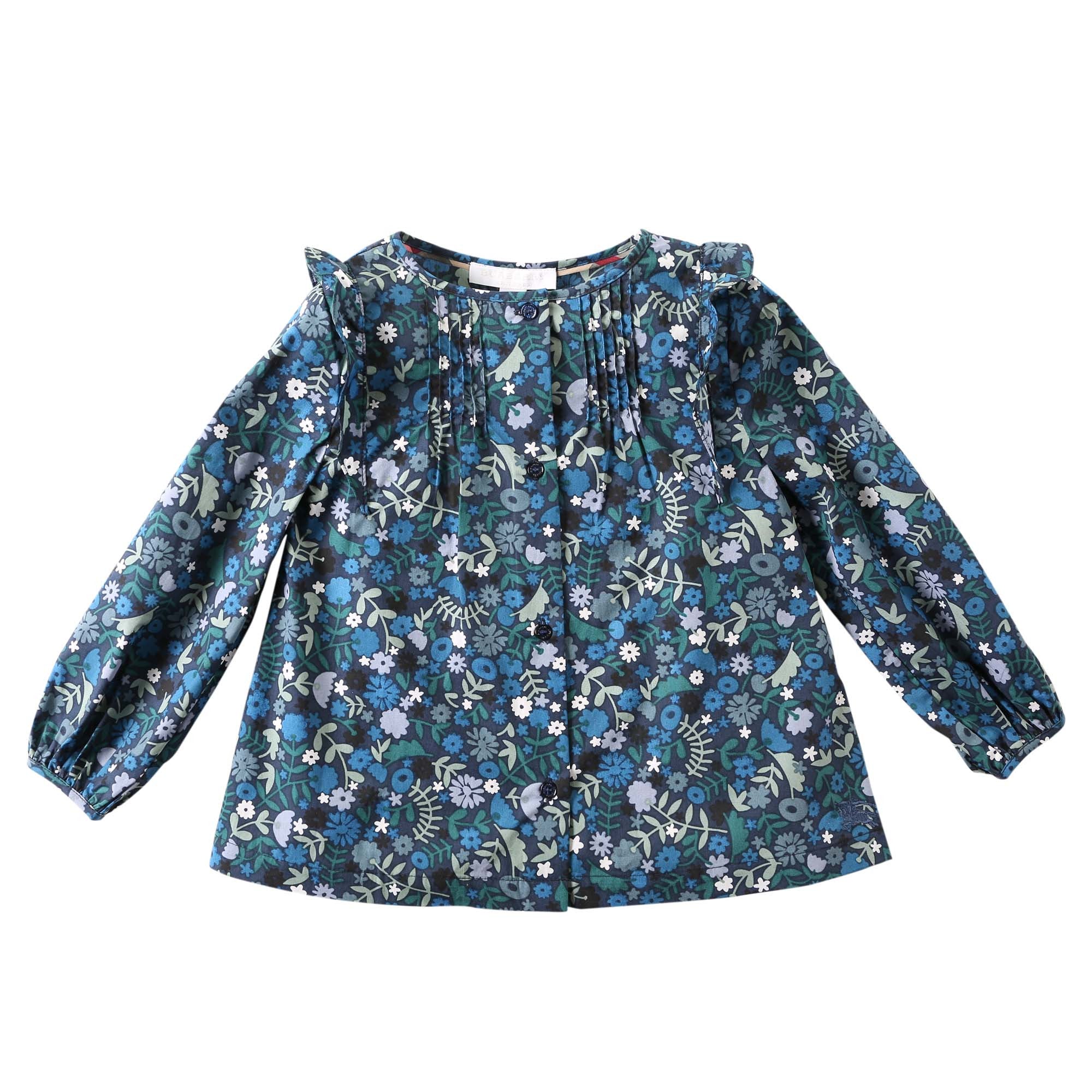 Baby Girls Hydrangea Blue Floral Printed Trims Blouse - CÉMAROSE | Children's Fashion Store - 1