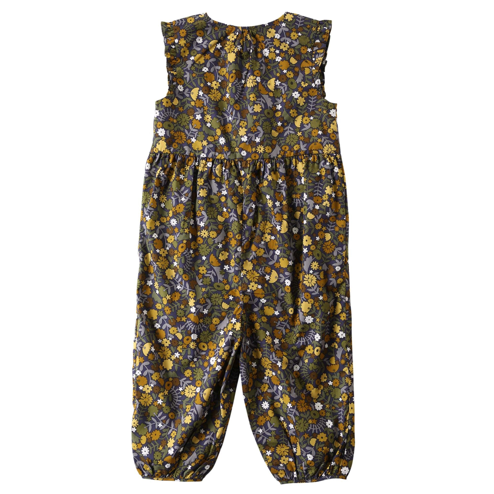Baby Girls Dusty Yellow Floral Printed Trims Romper - CÉMAROSE | Children's Fashion Store - 2