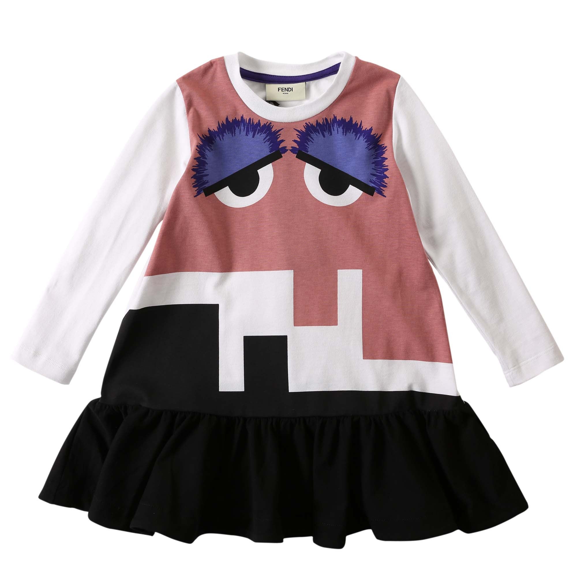 Girls Multicolor Monster Printed Cotton Dress - CÉMAROSE | Children's Fashion Store - 1