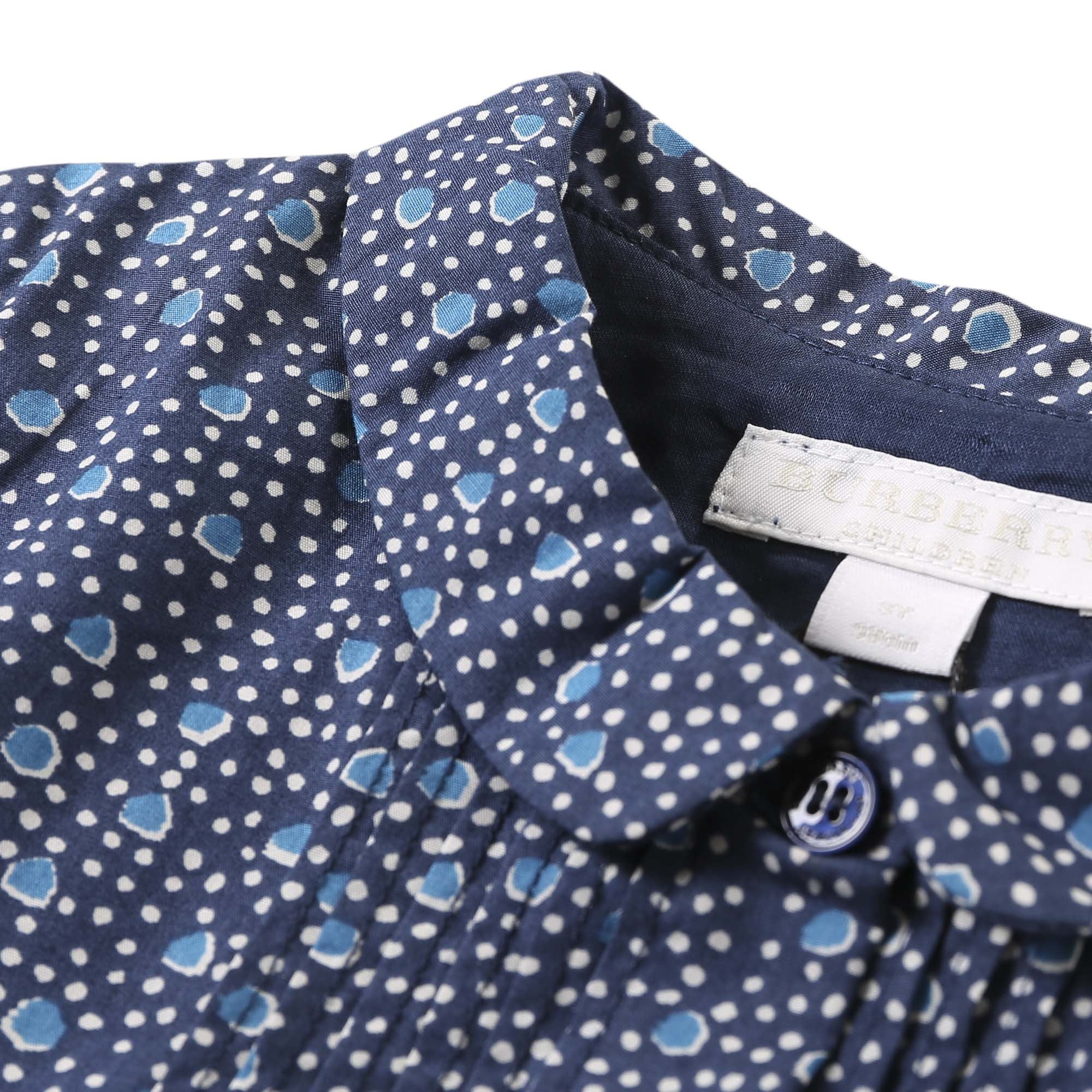Baby Girls Pale Navy Blue Floral Printed Trims Dress - CÉMAROSE | Children's Fashion Store - 3