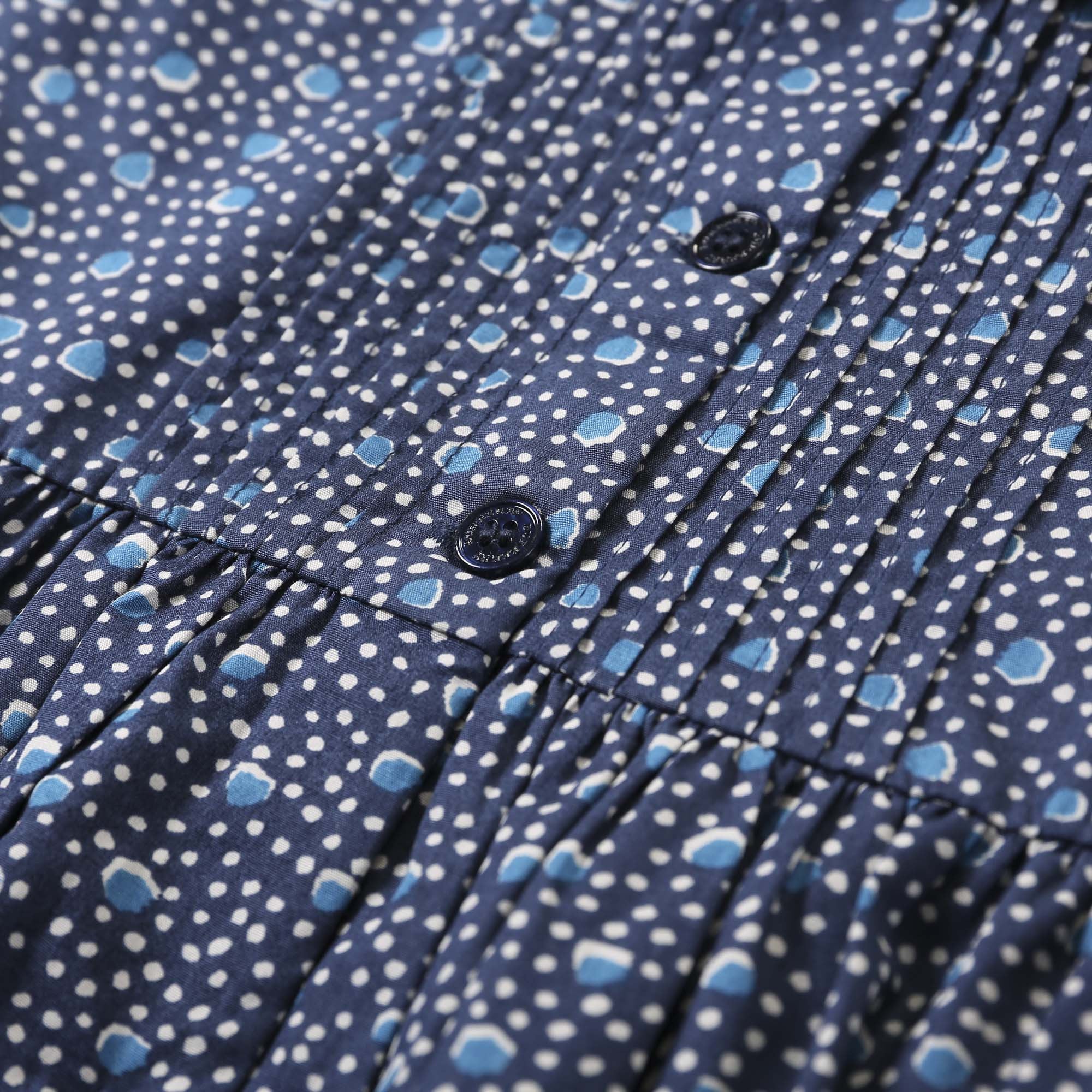 Baby Girls Pale Navy Blue Floral Printed Trims Dress - CÉMAROSE | Children's Fashion Store - 4