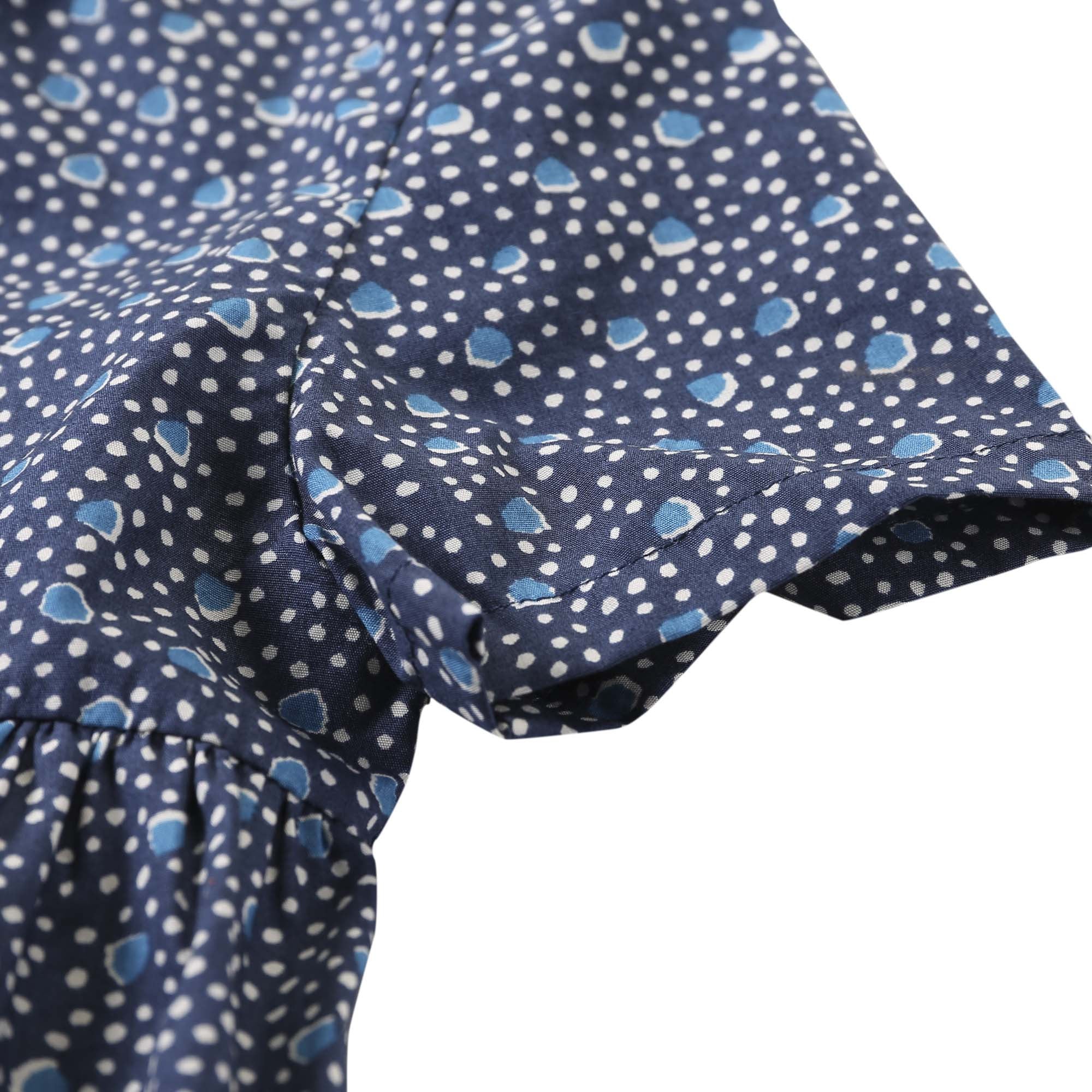 Baby Girls Pale Navy Blue Floral Printed Trims Dress - CÉMAROSE | Children's Fashion Store - 5
