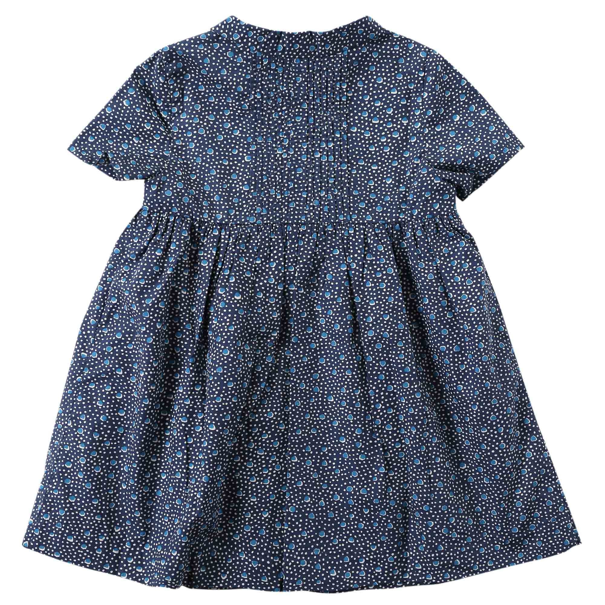 Baby Girls Pale Navy Blue Floral Printed Trims Dress - CÉMAROSE | Children's Fashion Store - 2