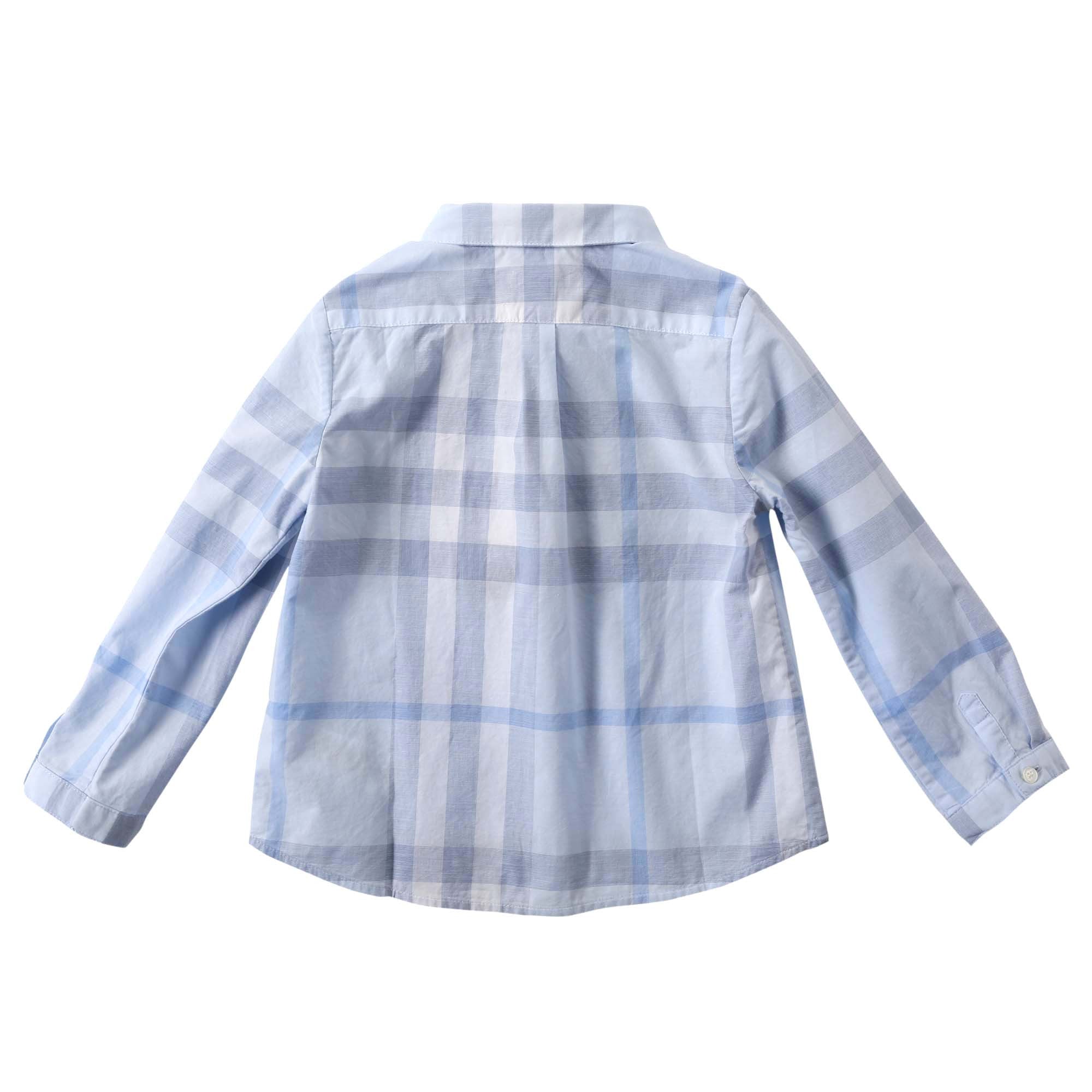 Baby Boys Ice Blue Check Cotton Shirt - CÉMAROSE | Children's Fashion Store - 2