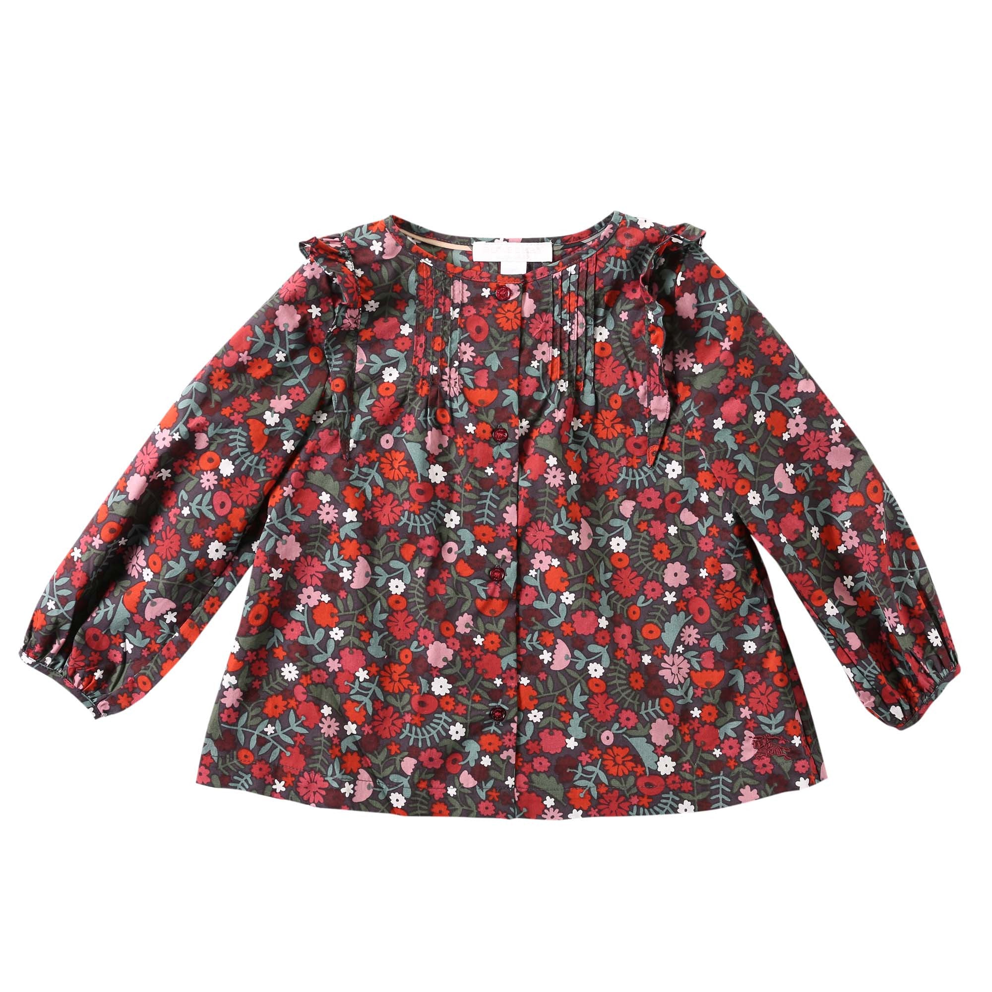 Baby Girls Antique Red Floral Printed Trims Blouse - CÉMAROSE | Children's Fashion Store - 1