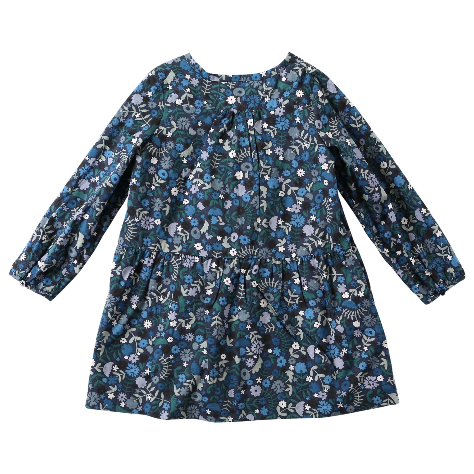 Baby Girls Hydrangea Blue Floral Printed Trims Dress - CÉMAROSE | Children's Fashion Store - 2