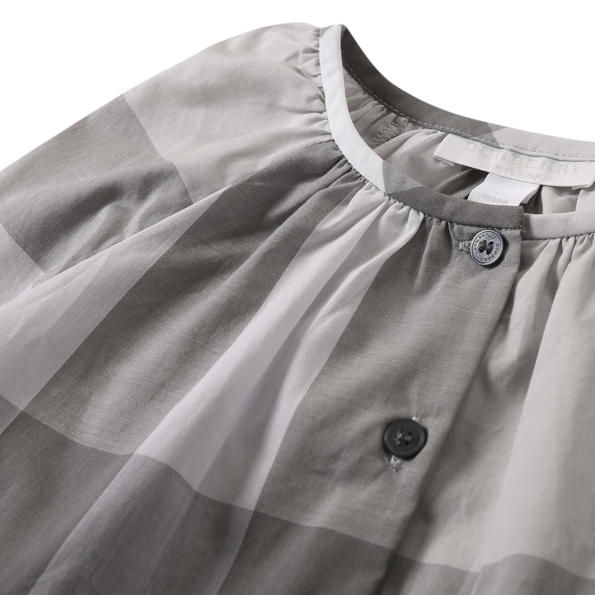 Girls Light Grey Check Cotton Blouse - CÉMAROSE | Children's Fashion Store - 3