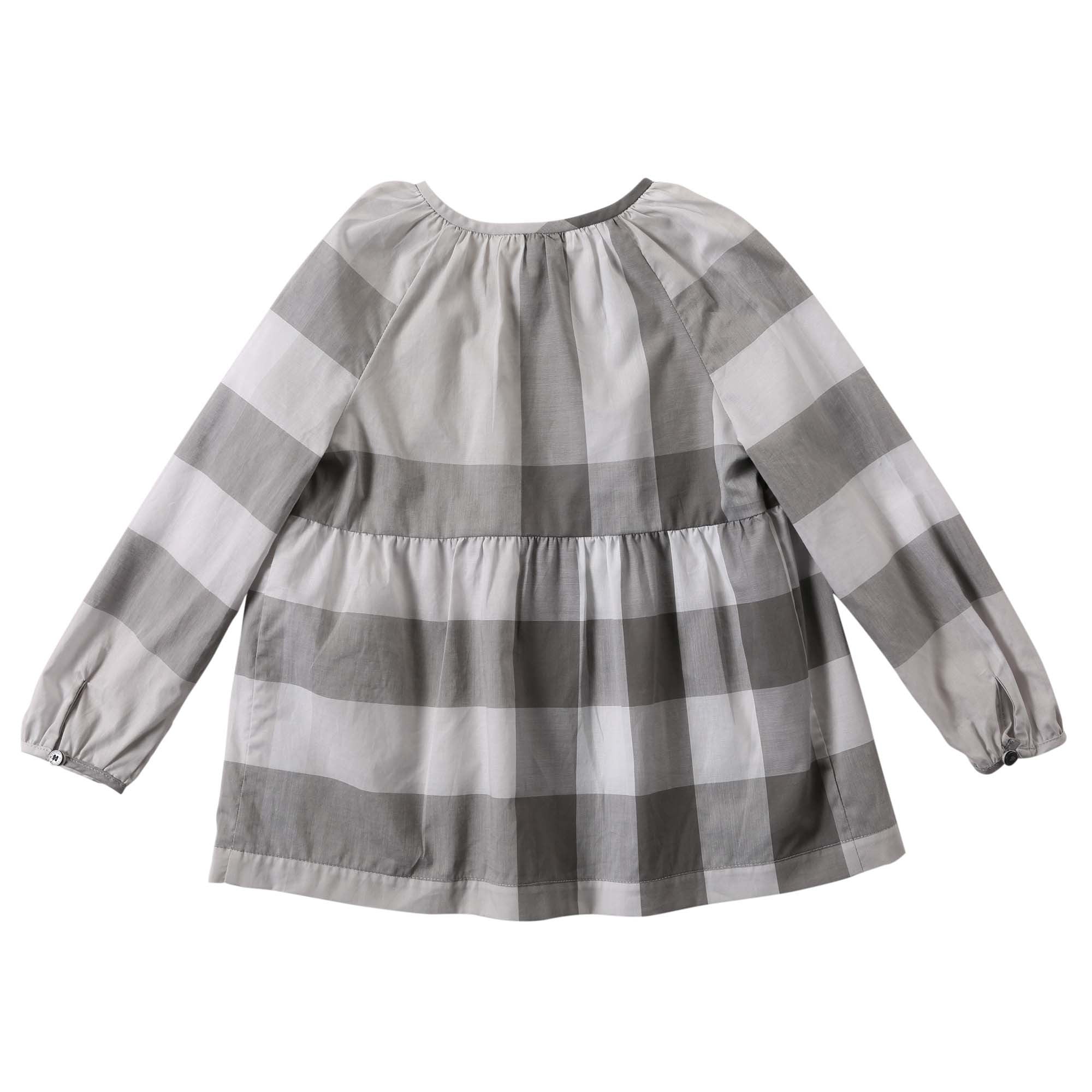 Girls Light Grey Check Cotton Blouse - CÉMAROSE | Children's Fashion Store - 2