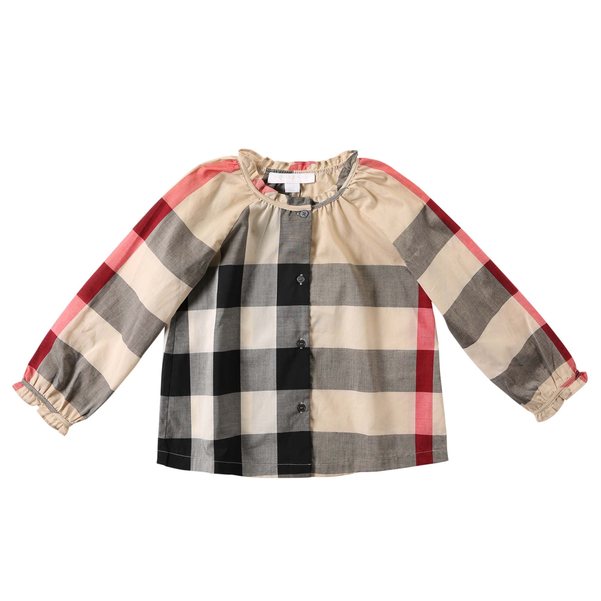 Baby Girls Beige New Classic Check Cotton Blouse - CÉMAROSE | Children's Fashion Store - 1