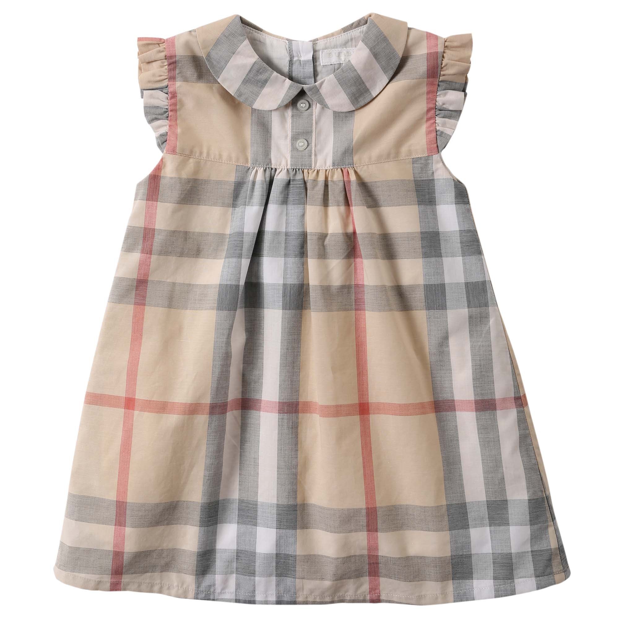 Baby Girls Pale Pink Classic Chech Cotton Dress - CÉMAROSE | Children's Fashion Store - 1