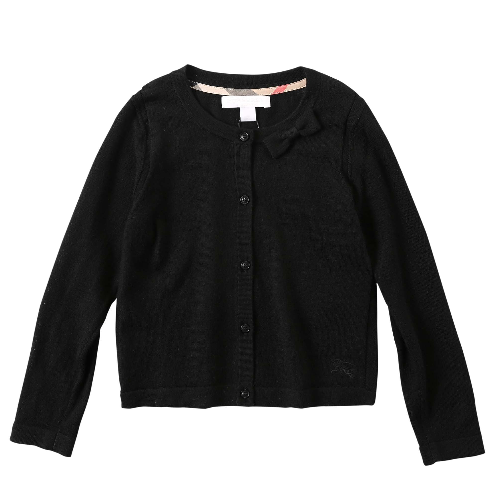Girls Black Bow Trims Knitted Cardigan - CÉMAROSE | Children's Fashion Store - 1