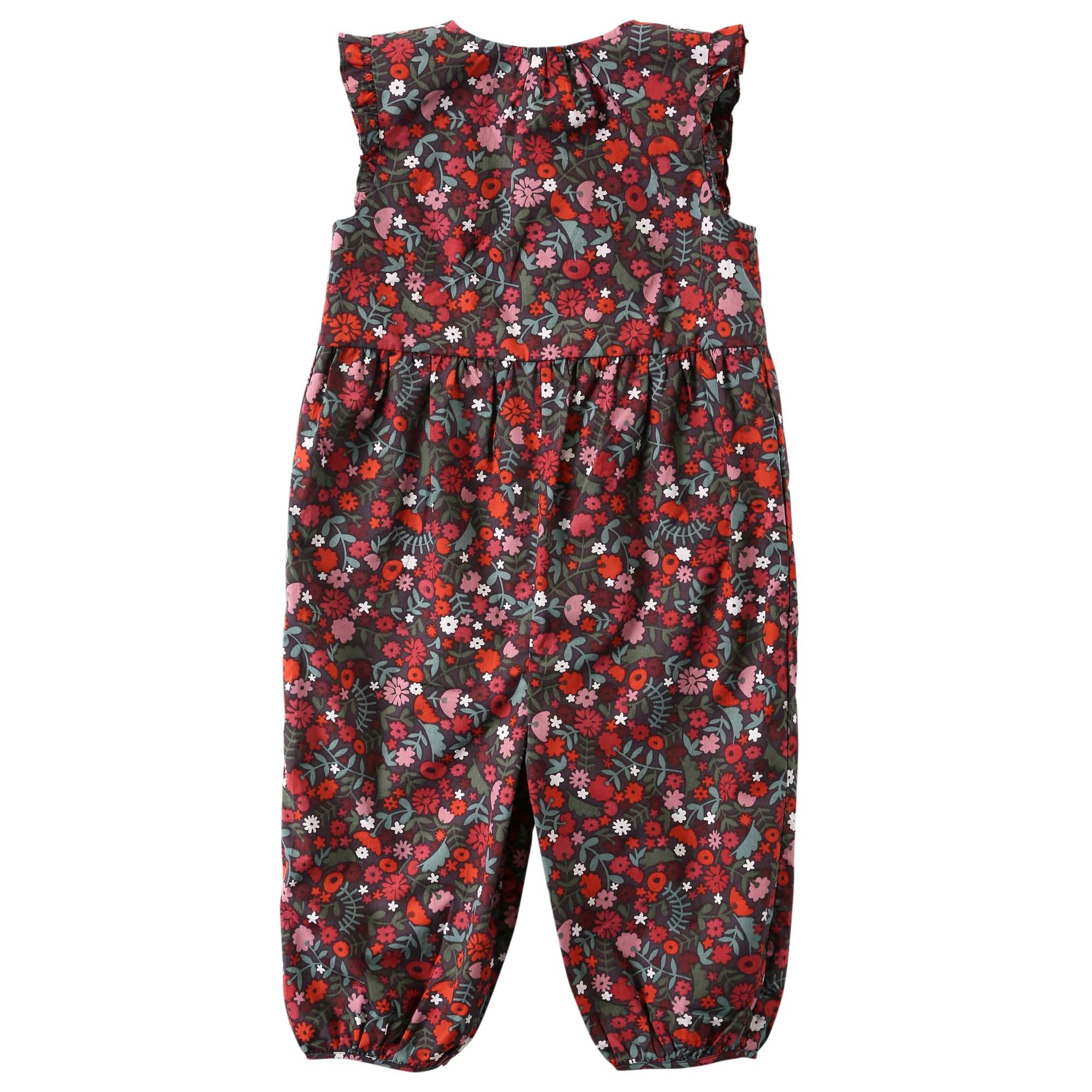Baby Girls Antique Red Floral Printed Trims Romper - CÉMAROSE | Children's Fashion Store - 2