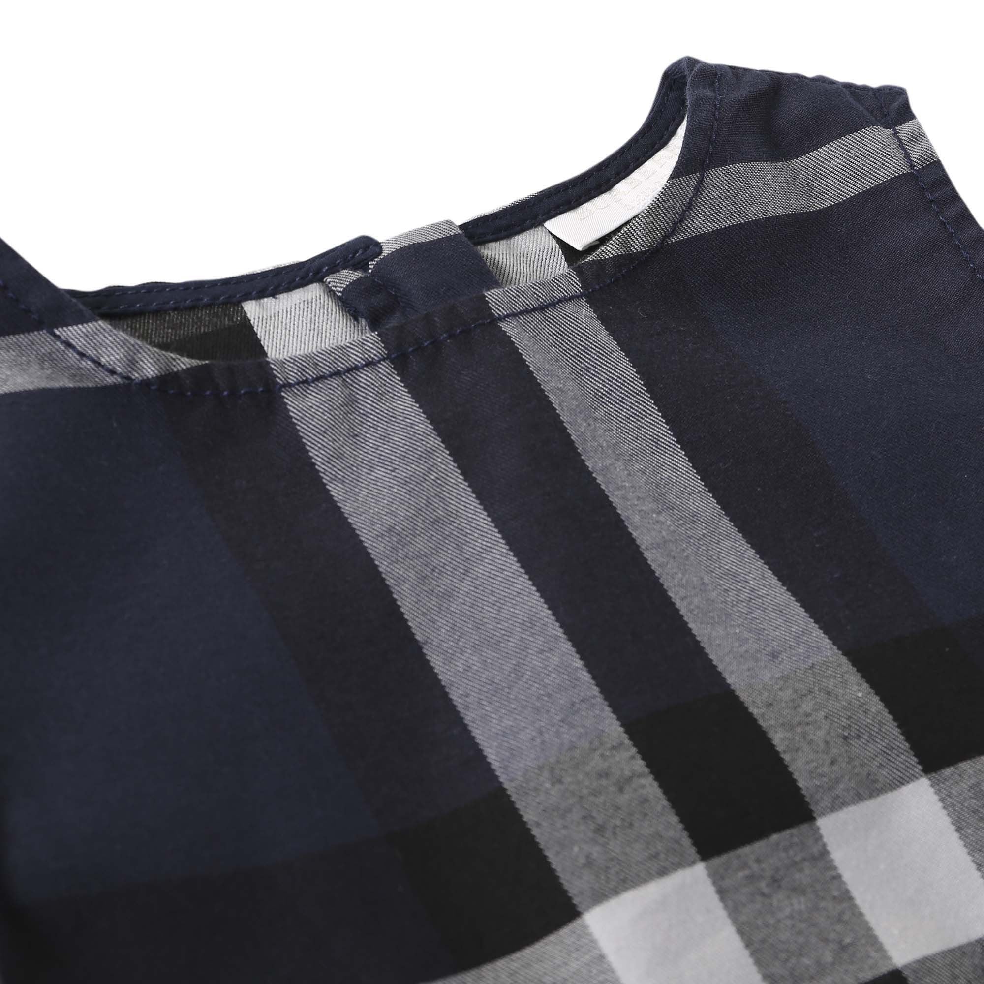 Girls Navy Blue Check Cotton Dress - CÉMAROSE | Children's Fashion Store - 3