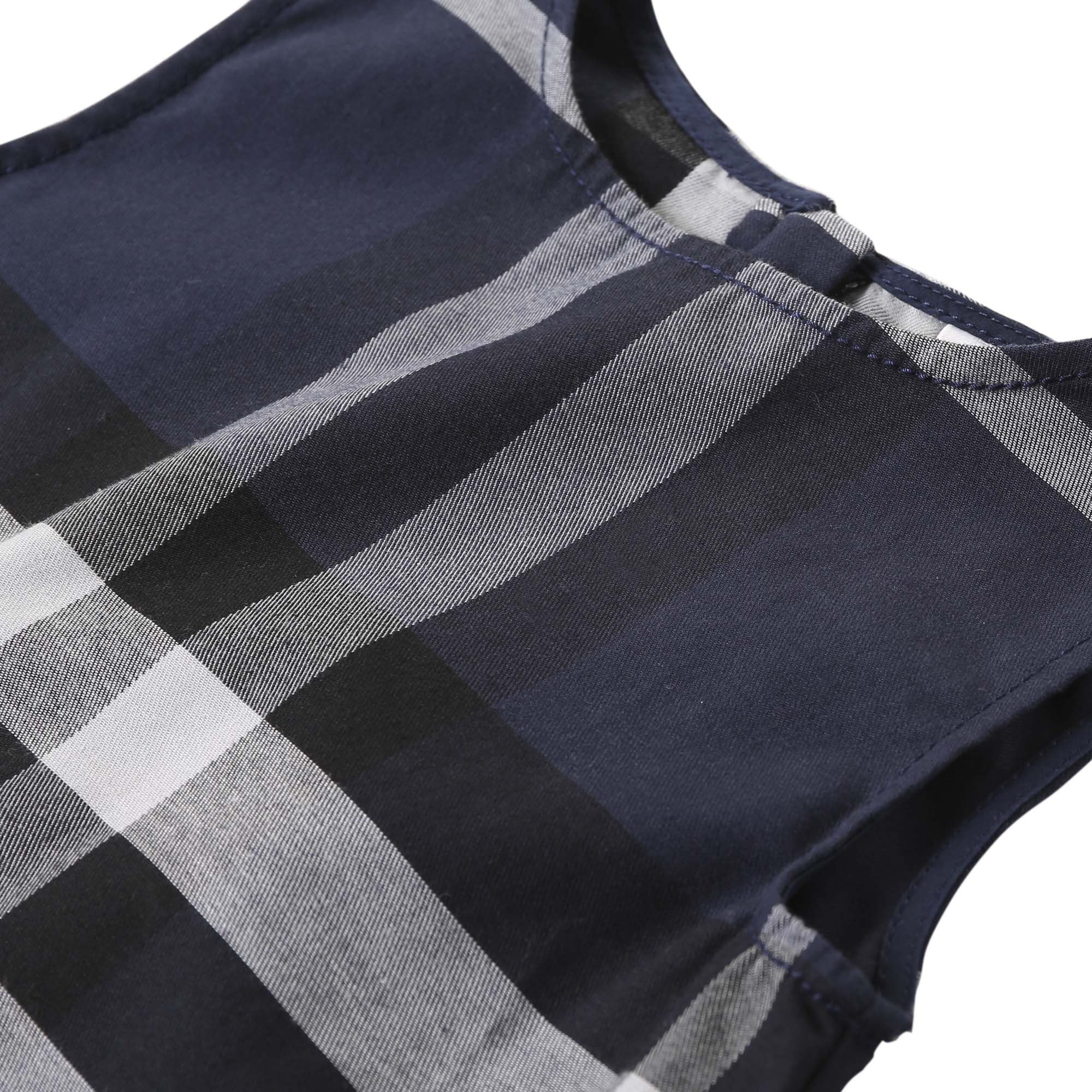Girls Navy Blue Check Cotton Dress - CÉMAROSE | Children's Fashion Store - 5