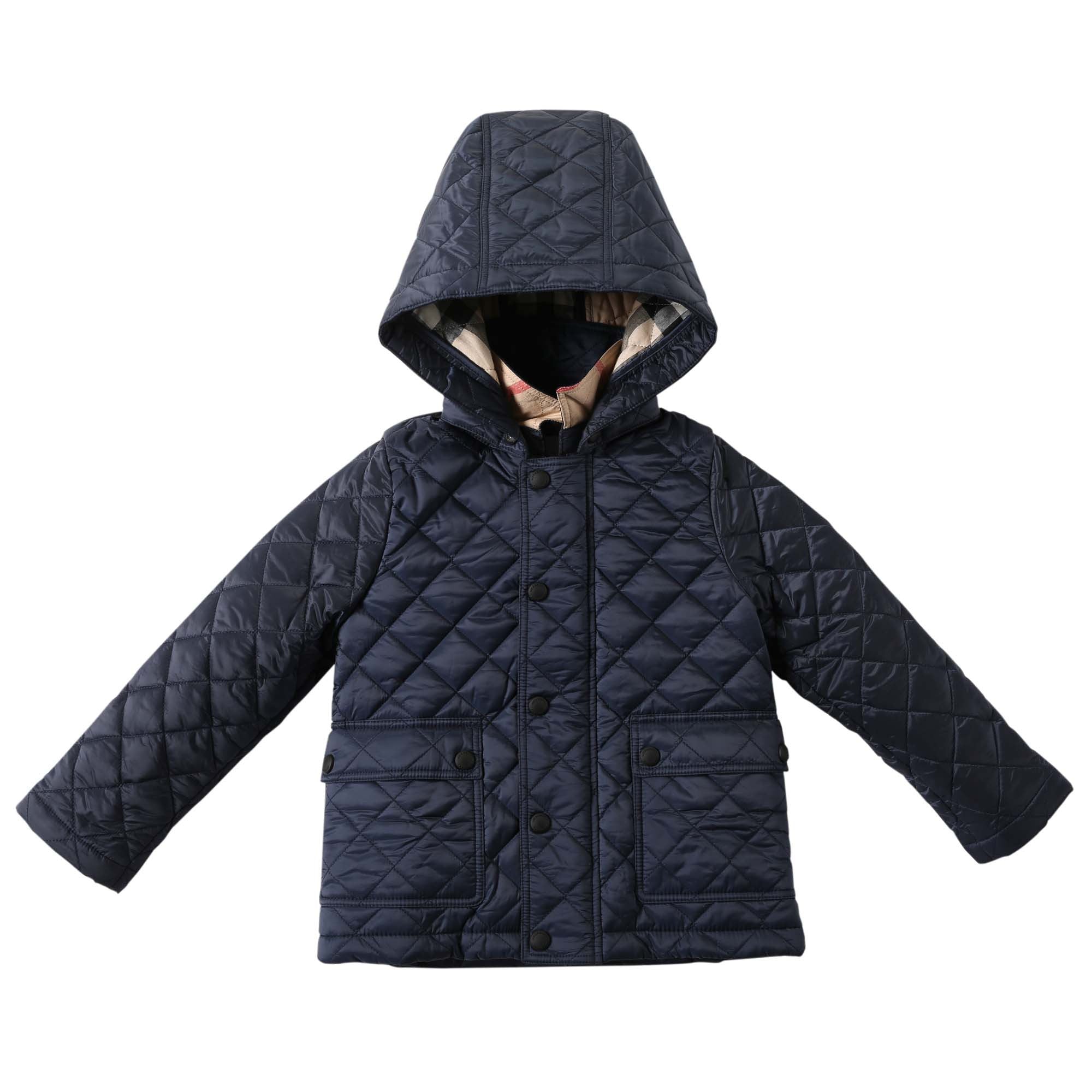 Baby Boys Ink Blue Padded Down Hooded Jacket - CÉMAROSE | Children's Fashion Store - 1