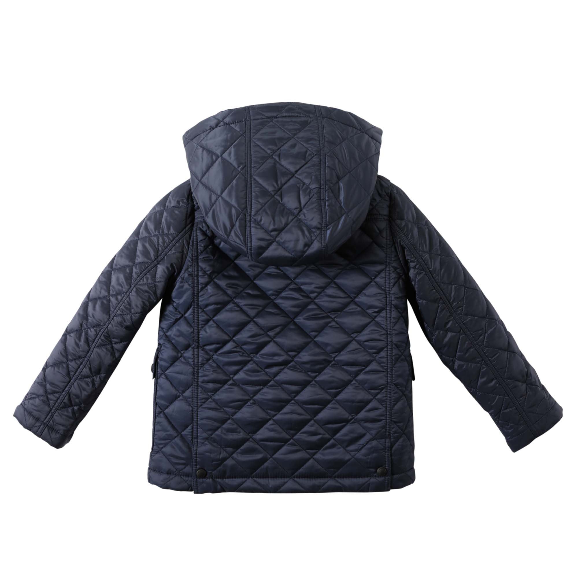 Baby Boys Ink Blue Padded Down Hooded Jacket - CÉMAROSE | Children's Fashion Store - 3