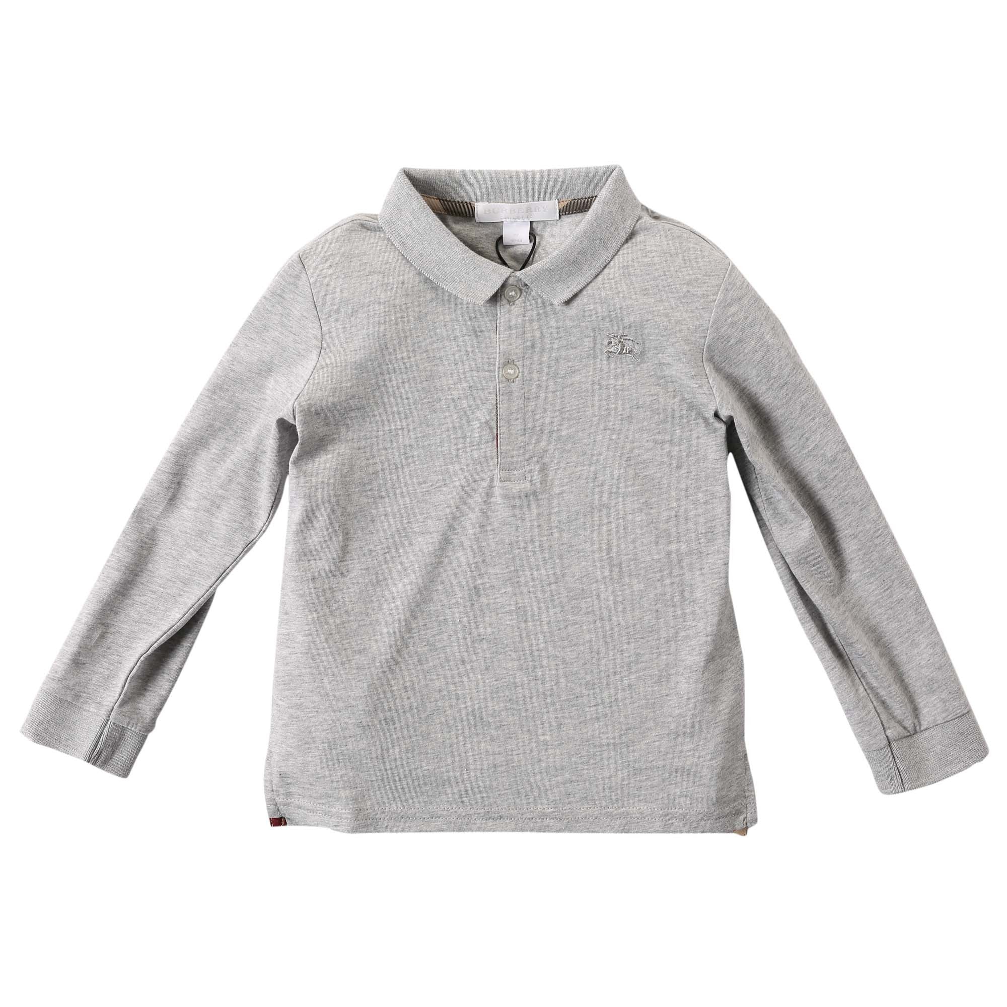 Baby Boys Grey Cotton Jersey Cotton Polo Shirt - CÉMAROSE | Children's Fashion Store - 1