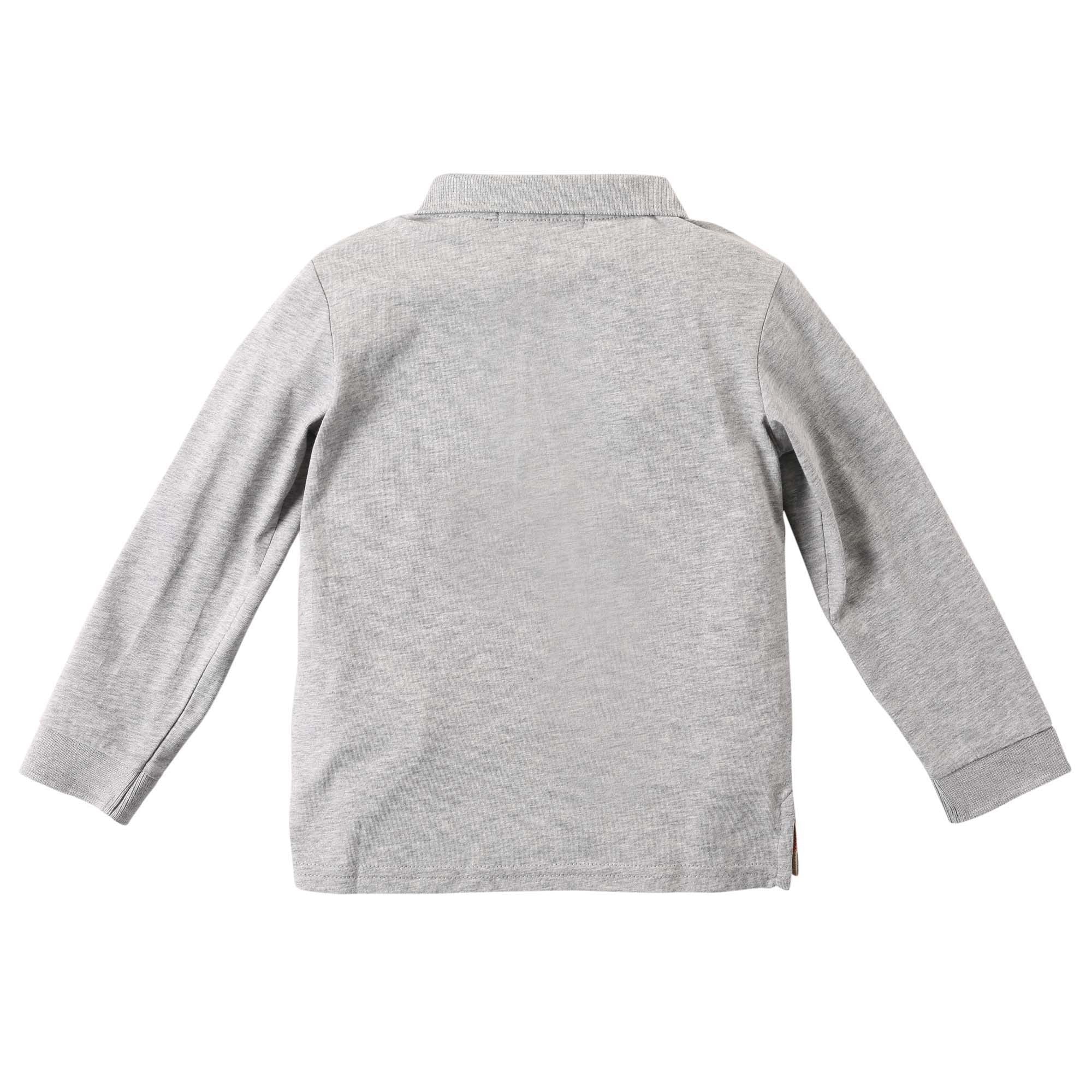 Baby Boys Grey Cotton Jersey Cotton Polo Shirt - CÉMAROSE | Children's Fashion Store - 2