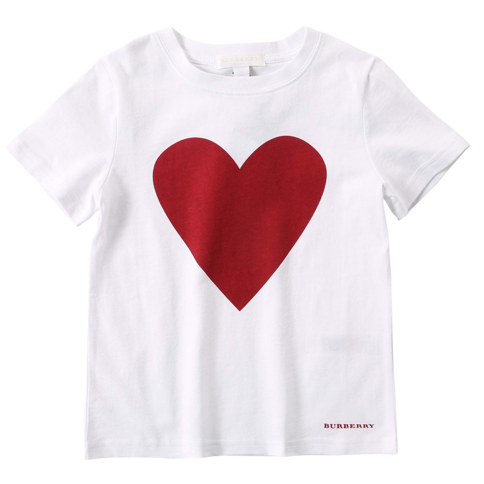 Girls White Cotton T-Shirt With Red Heart Trims - CÉMAROSE | Children's Fashion Store - 1
