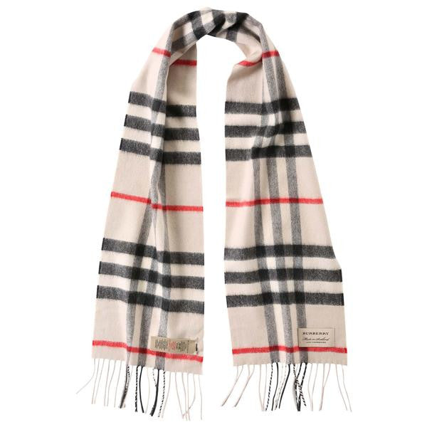 Boys & Girls Milk White Check Cashmere Scarf