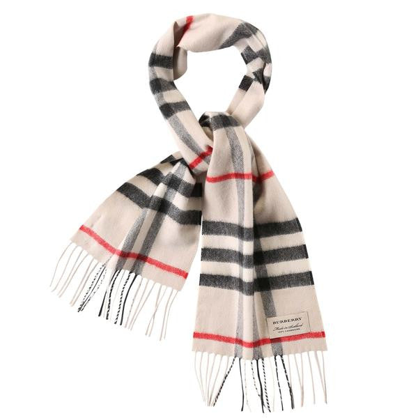 Boys & Girls Milk White Check Cashmere Scarf