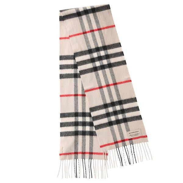 Boys & Girls Milk White Check Cashmere Scarf