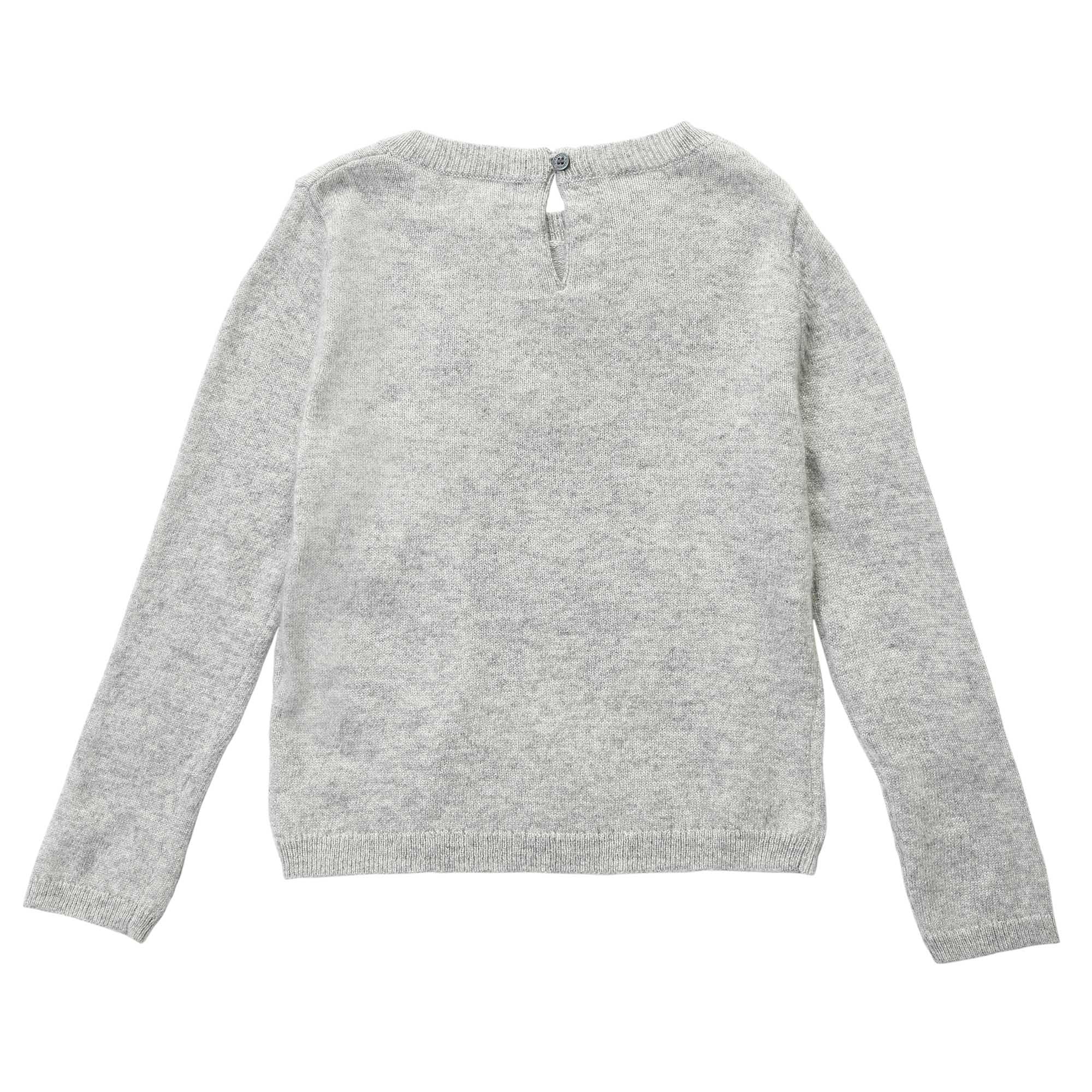 Baby Girls Light Grey Cashmere Sweater - CÉMAROSE | Children's Fashion Store - 2