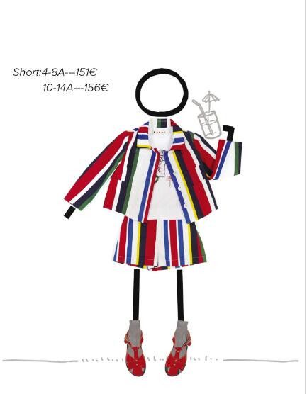 Girls Multicolor Striped Cotton Poplin Short - CÉMAROSE | Children's Fashion Store - 2